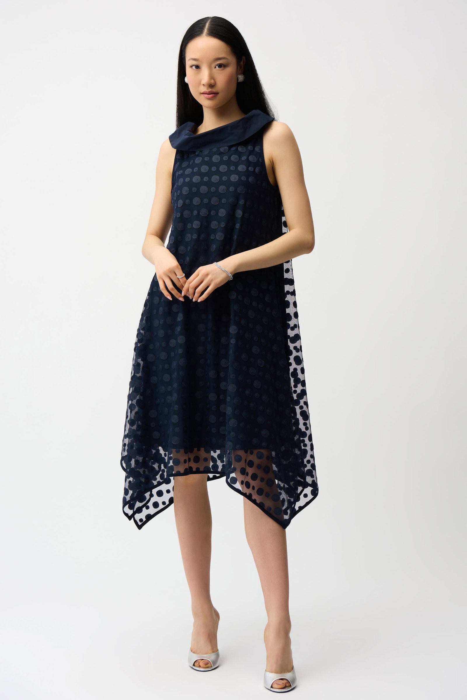 Joseph Ribkoff Mesh-Kleid mit Tupfenstruktur in Dunkelblau #2