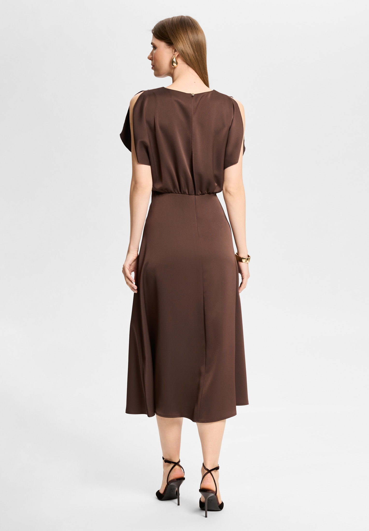 Cocktailkleid aus Satin mit geschli, chocolate brown #2