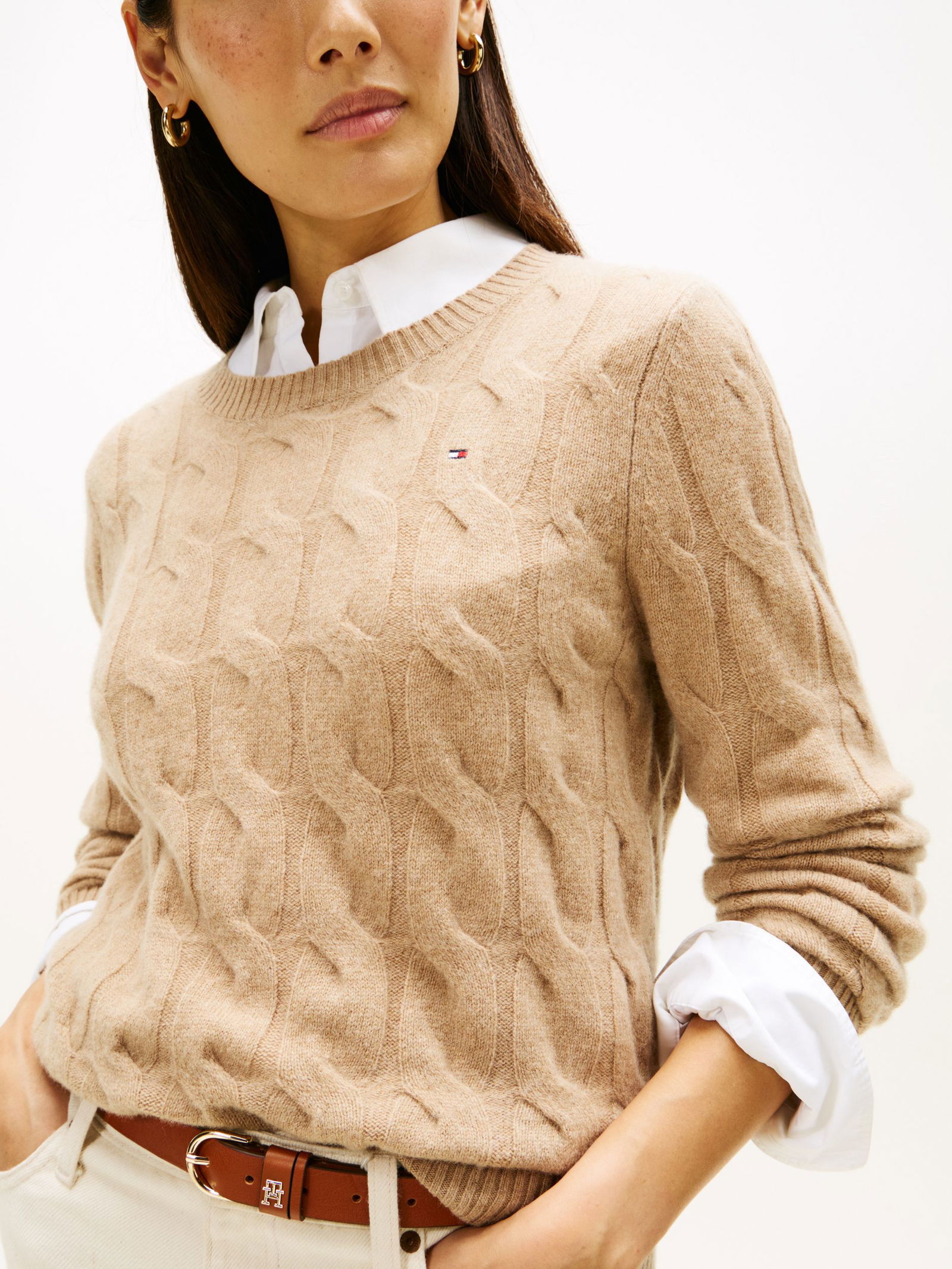 Tommy Hilfiger | Tommy Hilfiger Soft Strickpullover | L | safari canvas heather