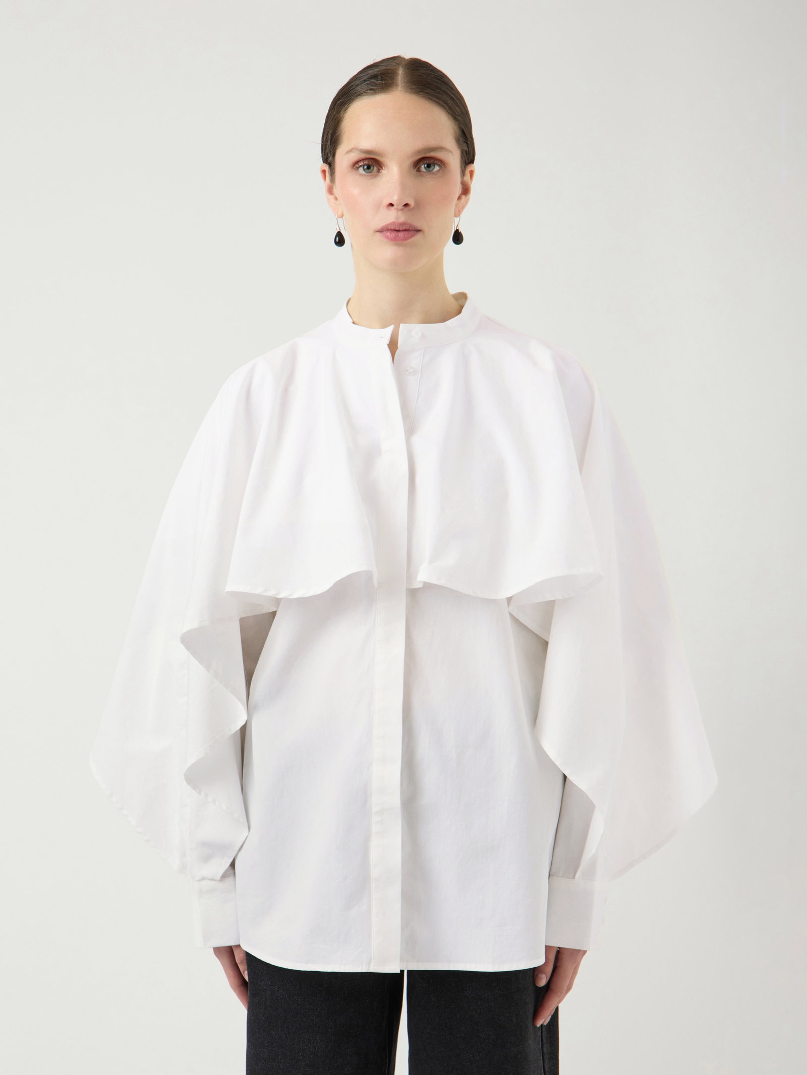 YASLAU LS CAPE SHIRT - EX, Star White #3