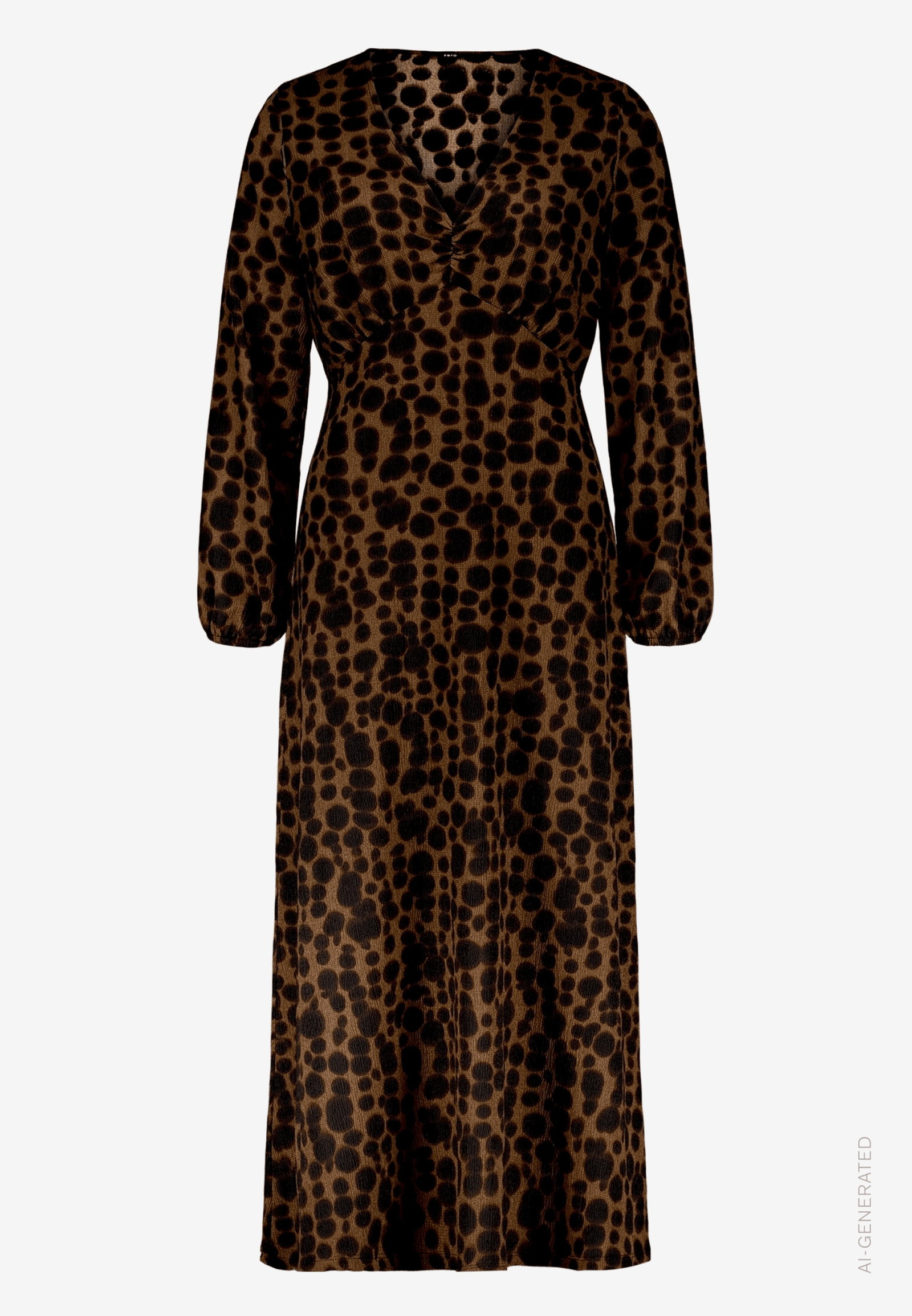 Kleid Lang 1/2 Arm, Brown/Black #1