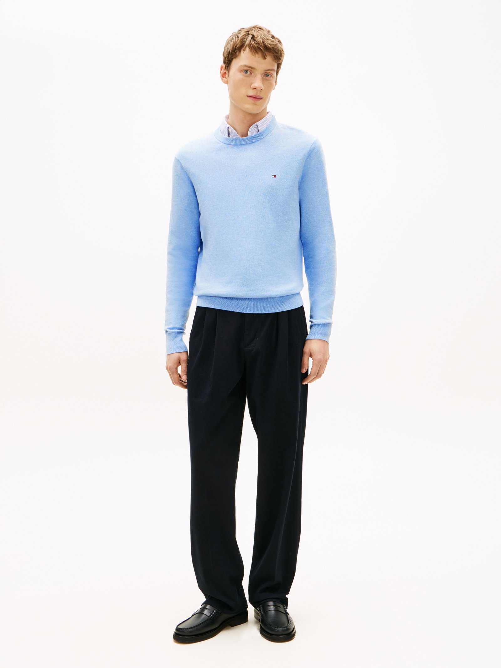 PIMA ORG CTN CASHMERE CREW NECK, BLUE #9