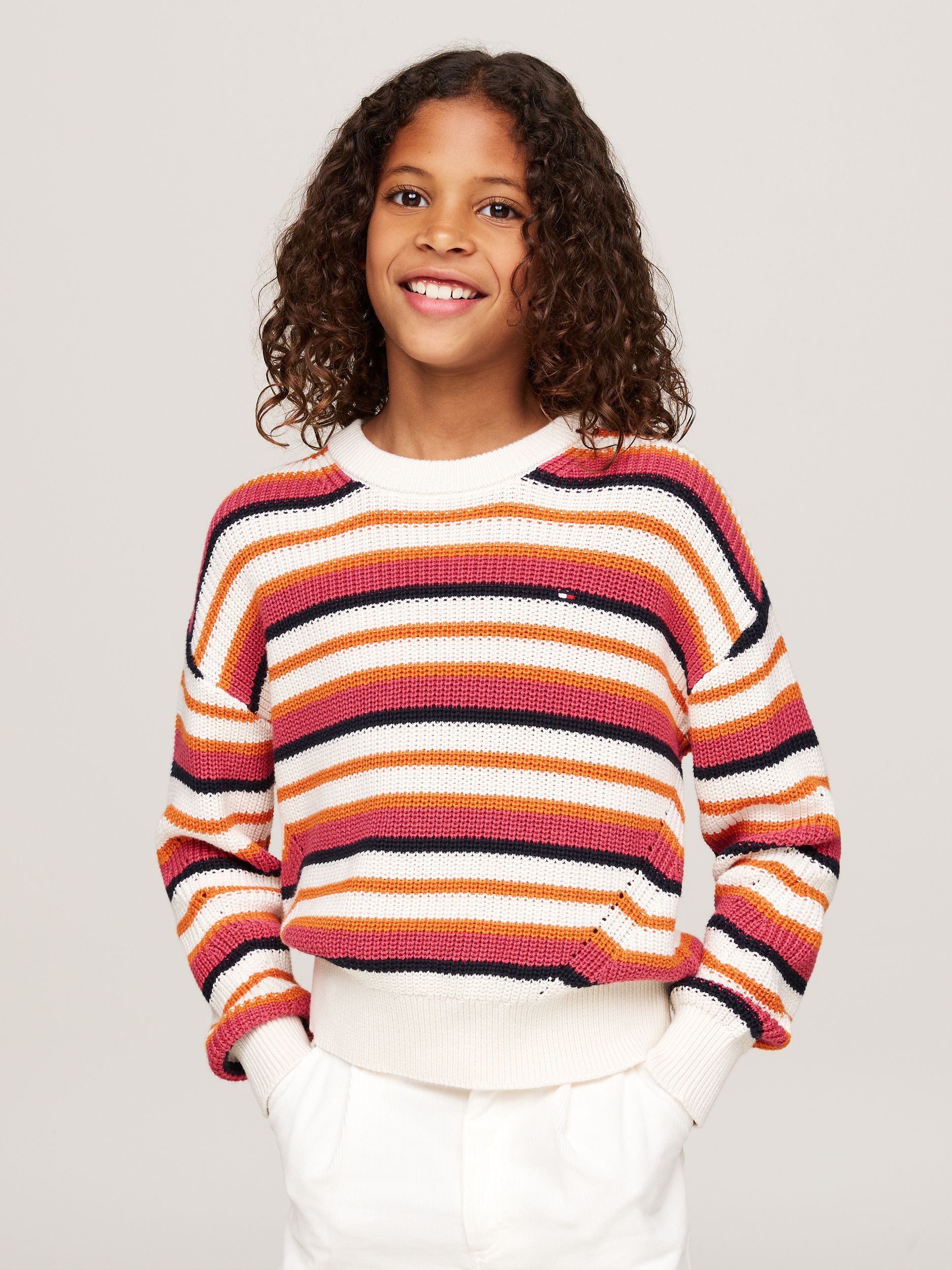 Tommy Hilfiger |  ESSENTIAL STRIPE SWEATER | 176 | ancient white