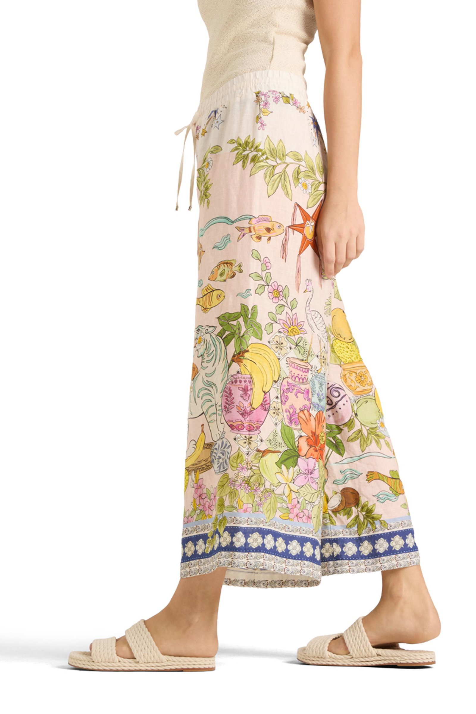 Cambio |  Cambio Leinenhose  | 42/26 | colourfull indian jungle