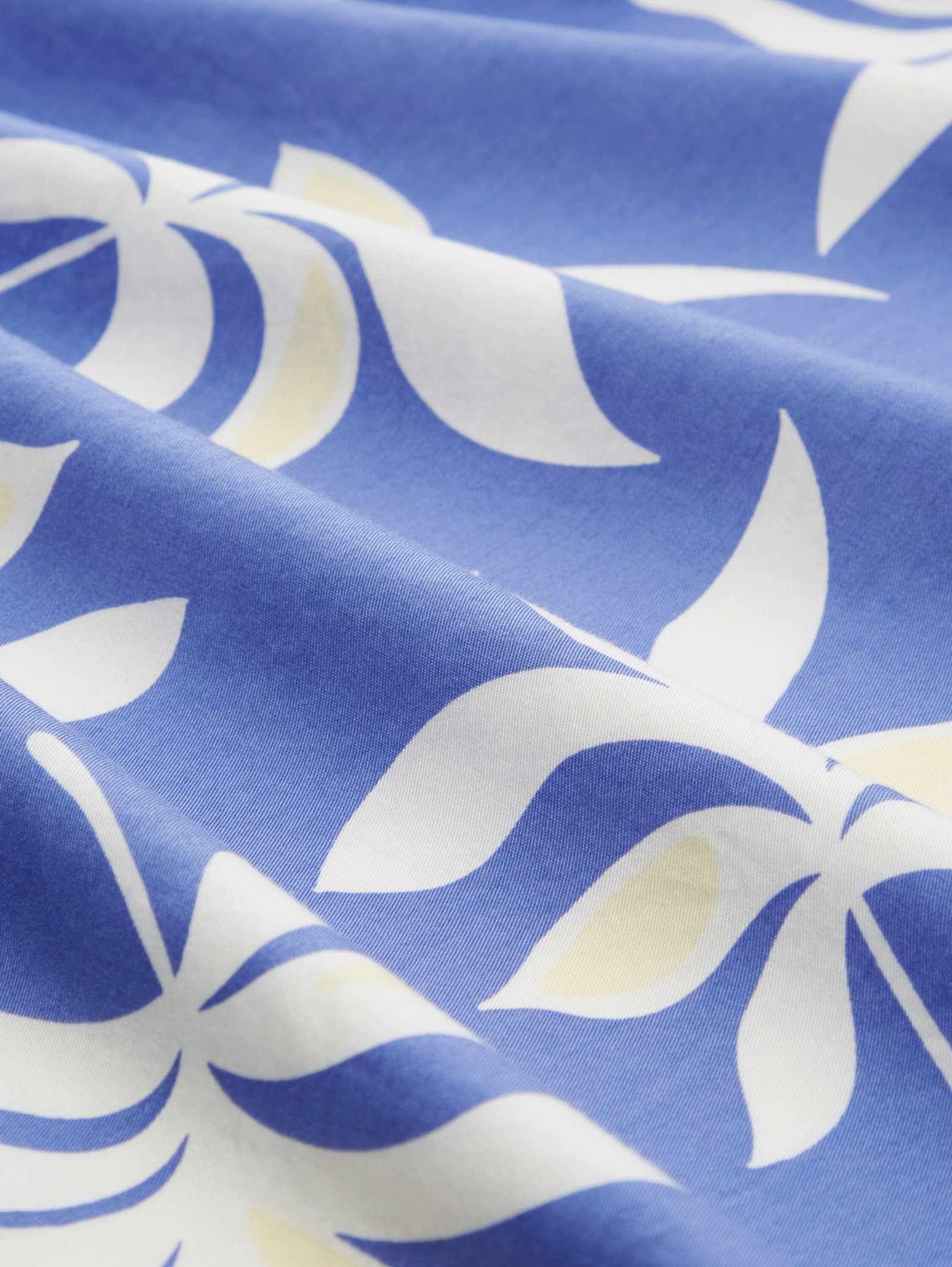 printed viscose cotton shirt, blue summer leaf print #2
