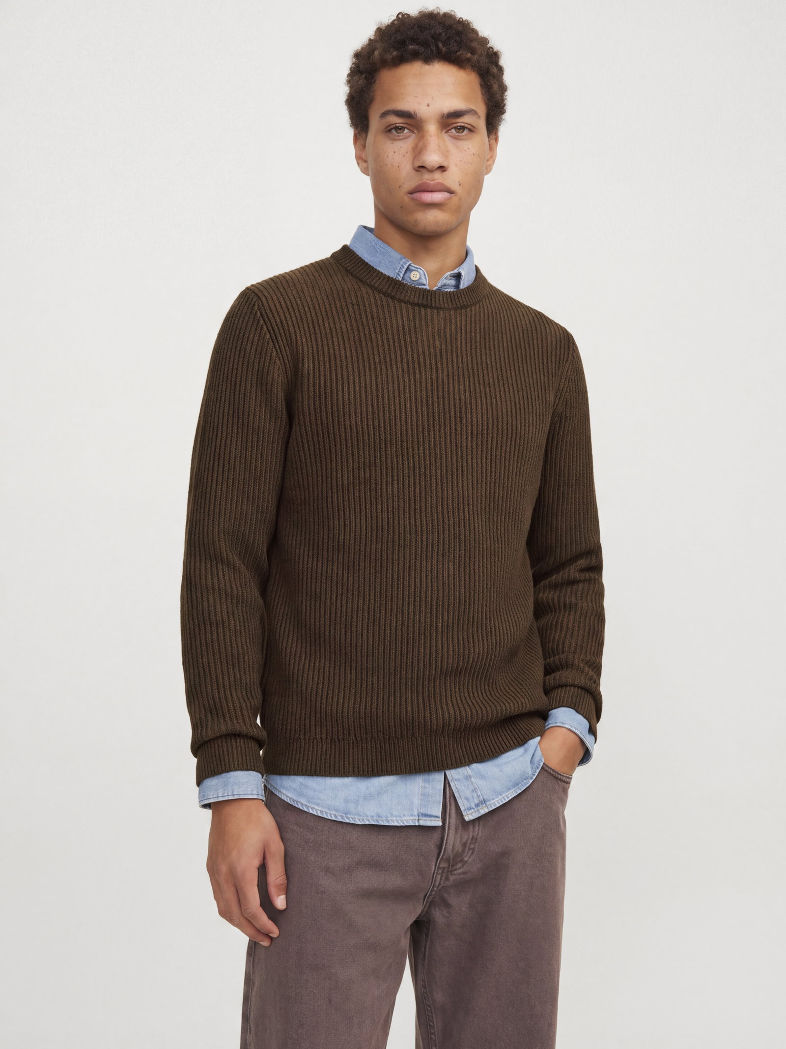 JJEDOVER KNIT CREW NECK SN, Cocoa/Twist w. Mulch #4