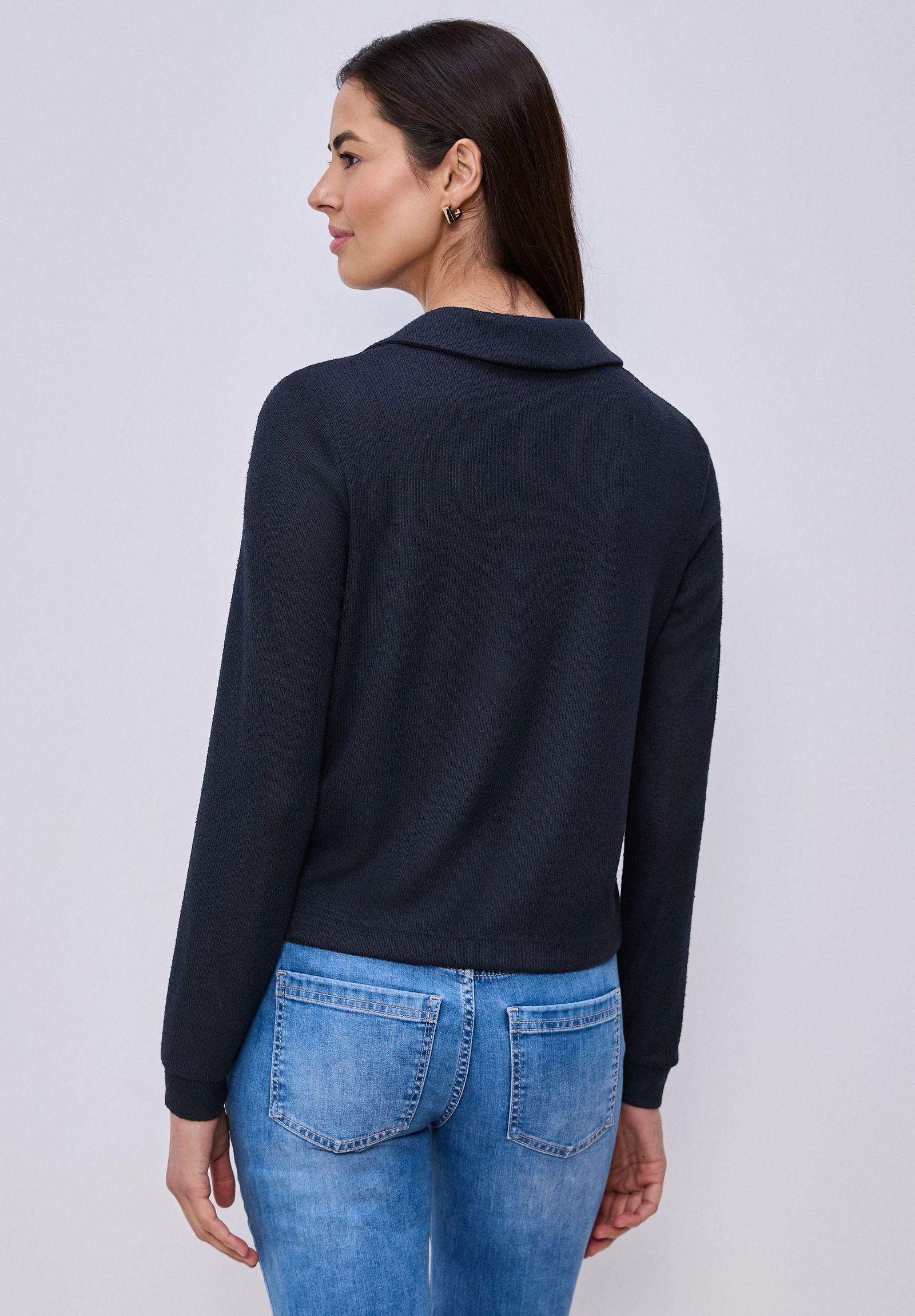 |  knit look jacket w.bowling col, shadowed navy | 36 | 4565_17502