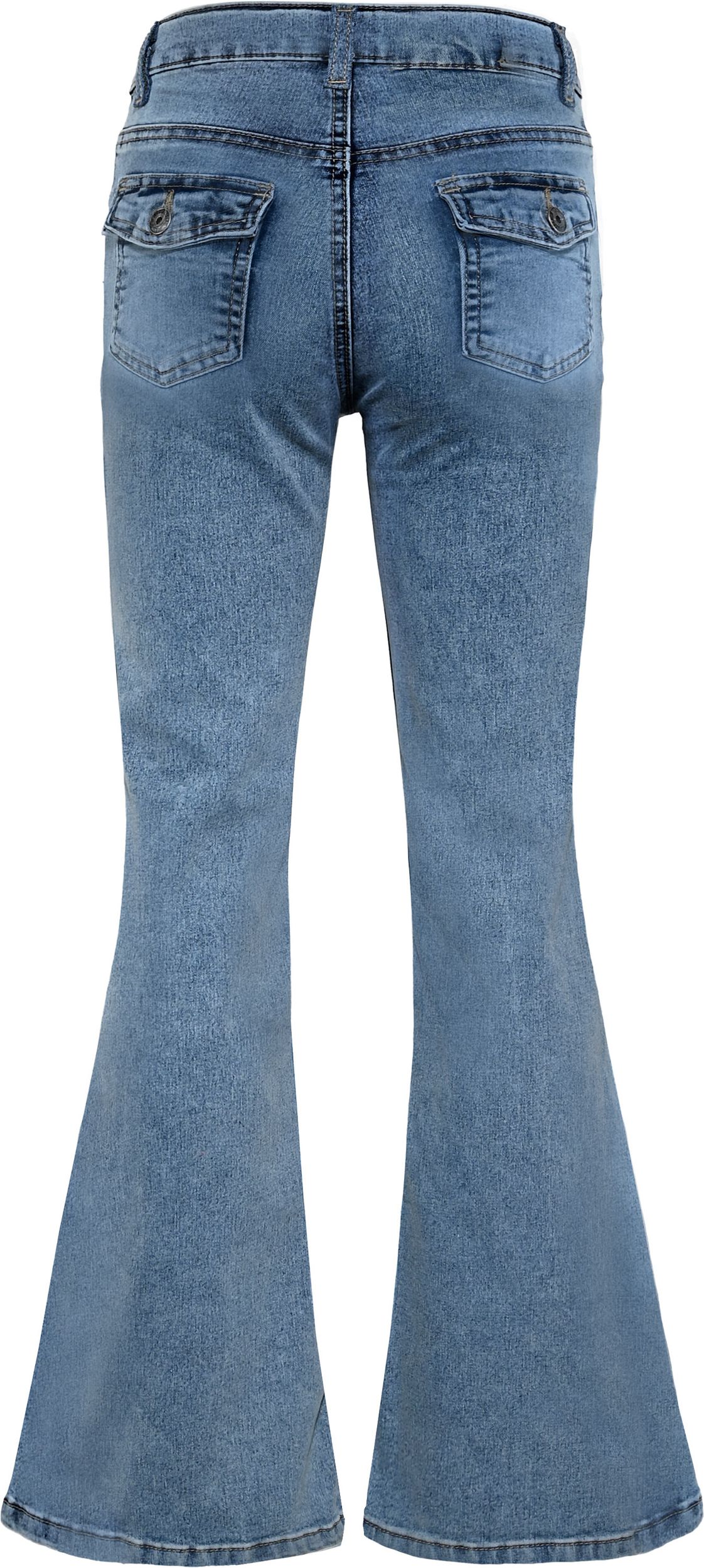 1424-Girls Super Flaired Jeans, Medium Blue #2