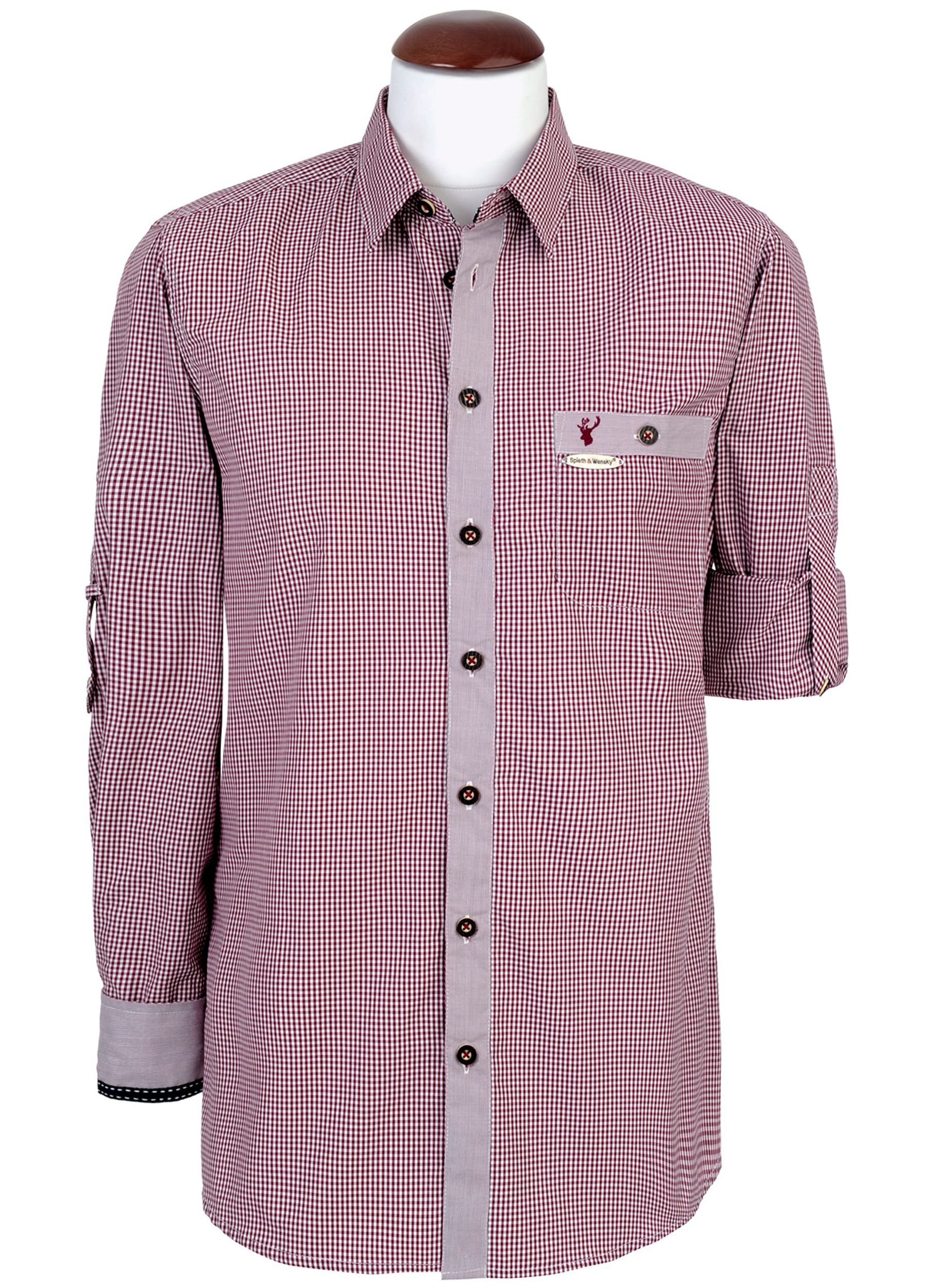 Spieth & Wensky |  Spieth & Wensky Dorf-Hemd LA Slim Fit Karo | 39/40 | dunkelrot