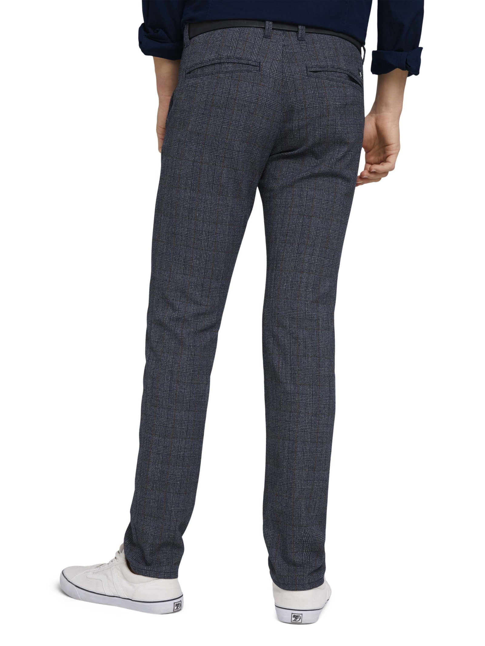 structured straight chino, navy grindle check #4