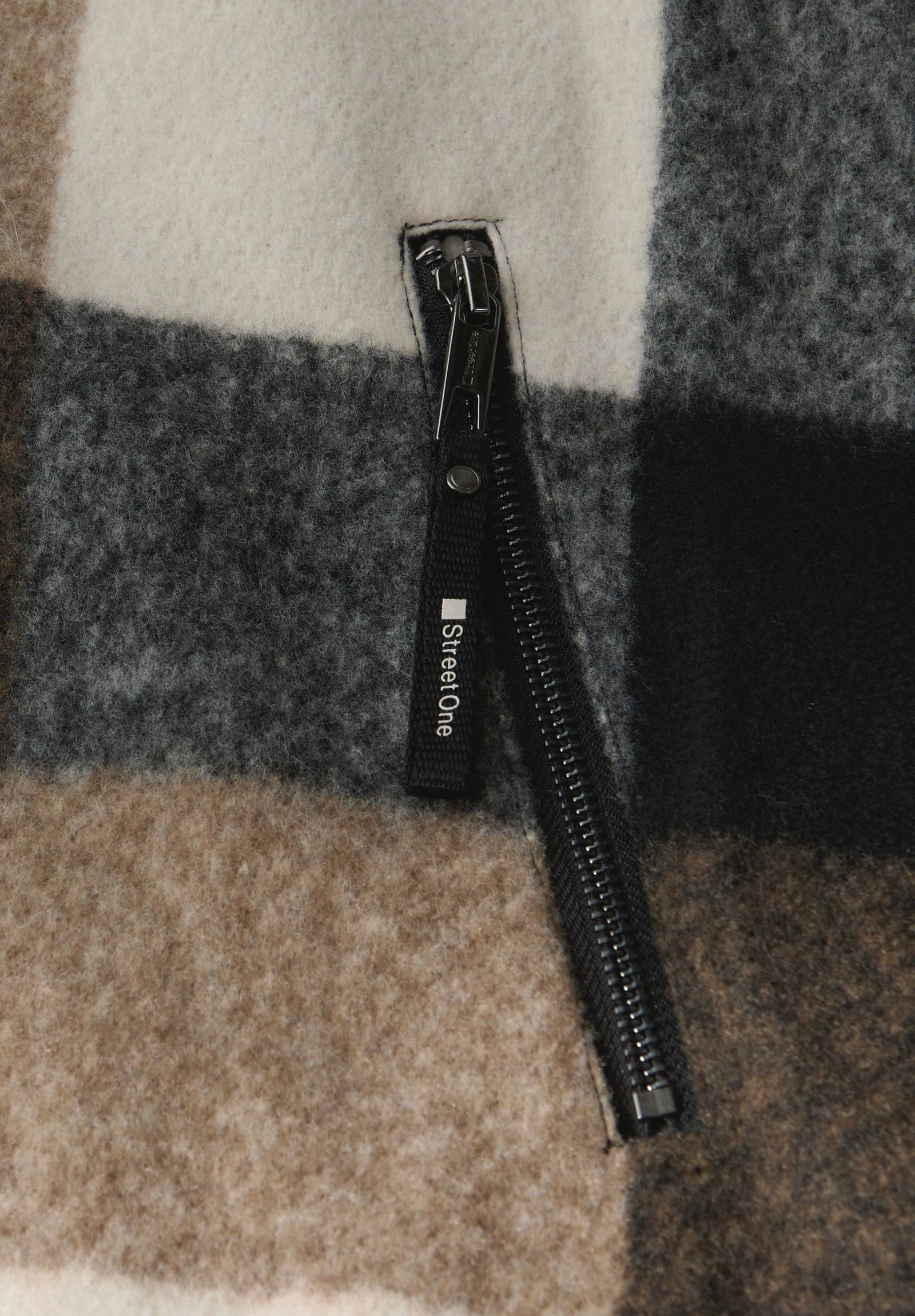 |  Check Coat w. Hoody, Black | 36 | black