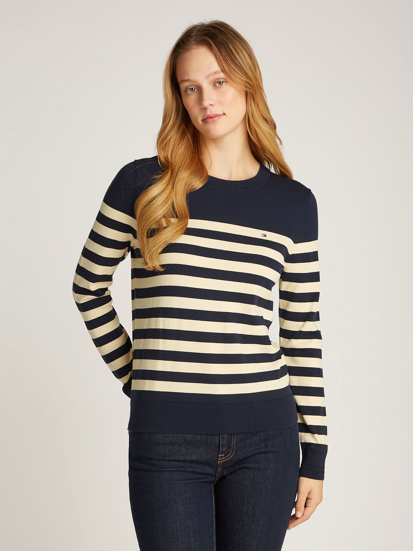 Tommy Hilfiger |  Tommy Hilfiger Pullover  | L | breton ecru/desert sky