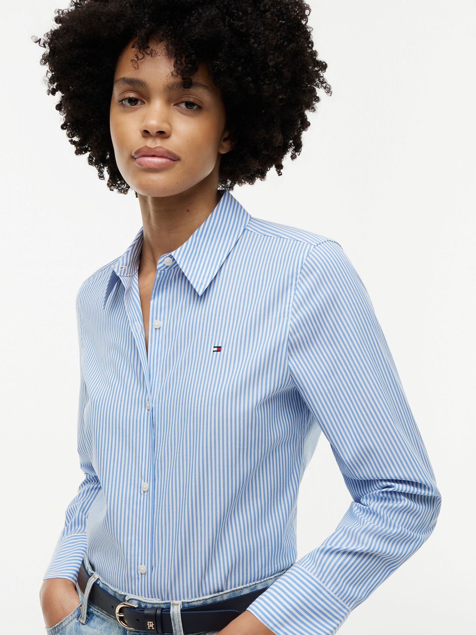 Tommy Hilfiger |  Tommy Hilfiger Druckbluse  | 40 | breton stp / breezy blue white