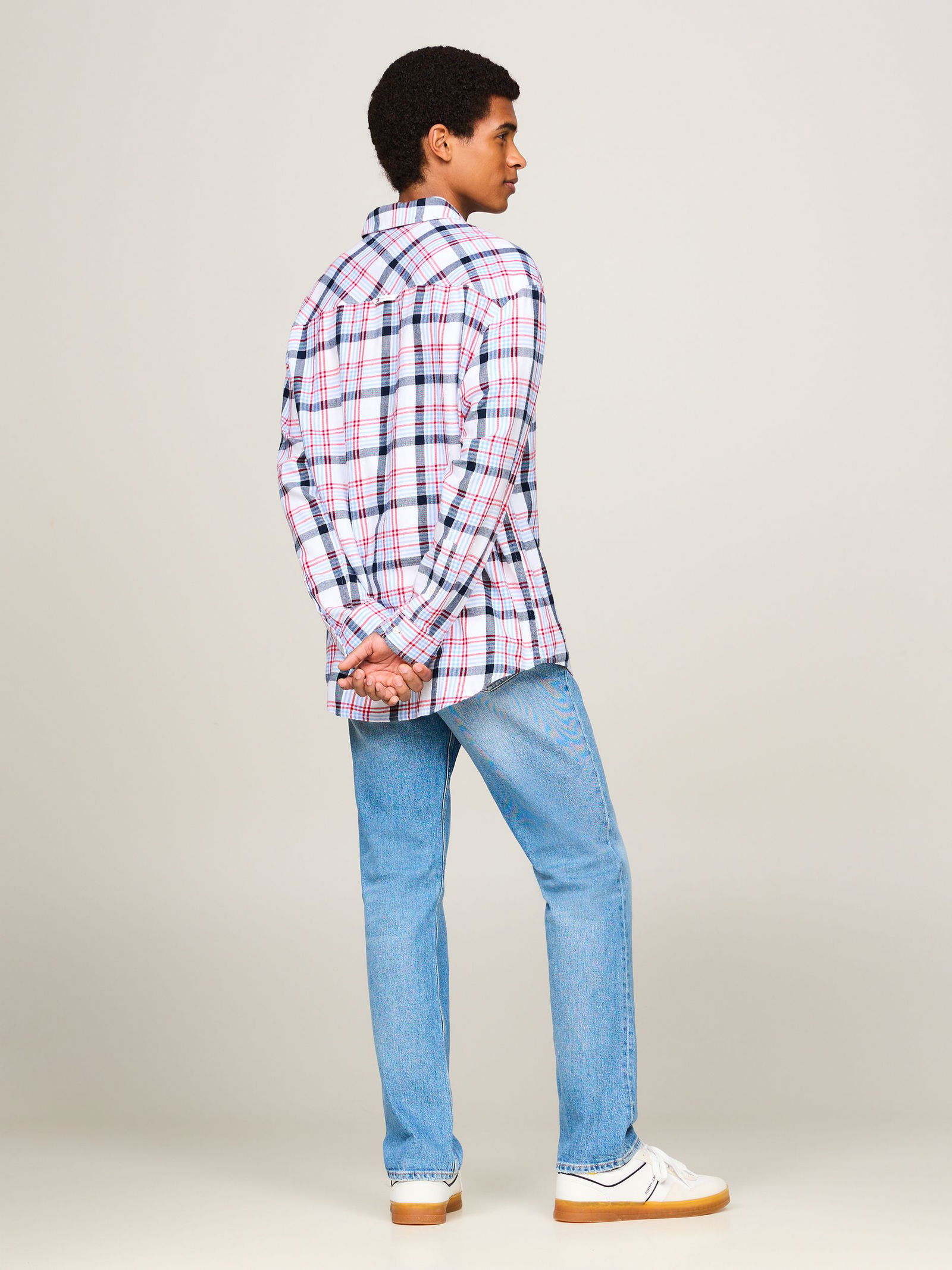 2d19458528fd0e3473b127782b06667d  |  TJM CHECK PEACHED SHIRT EXT, WHITE | S | white / multi