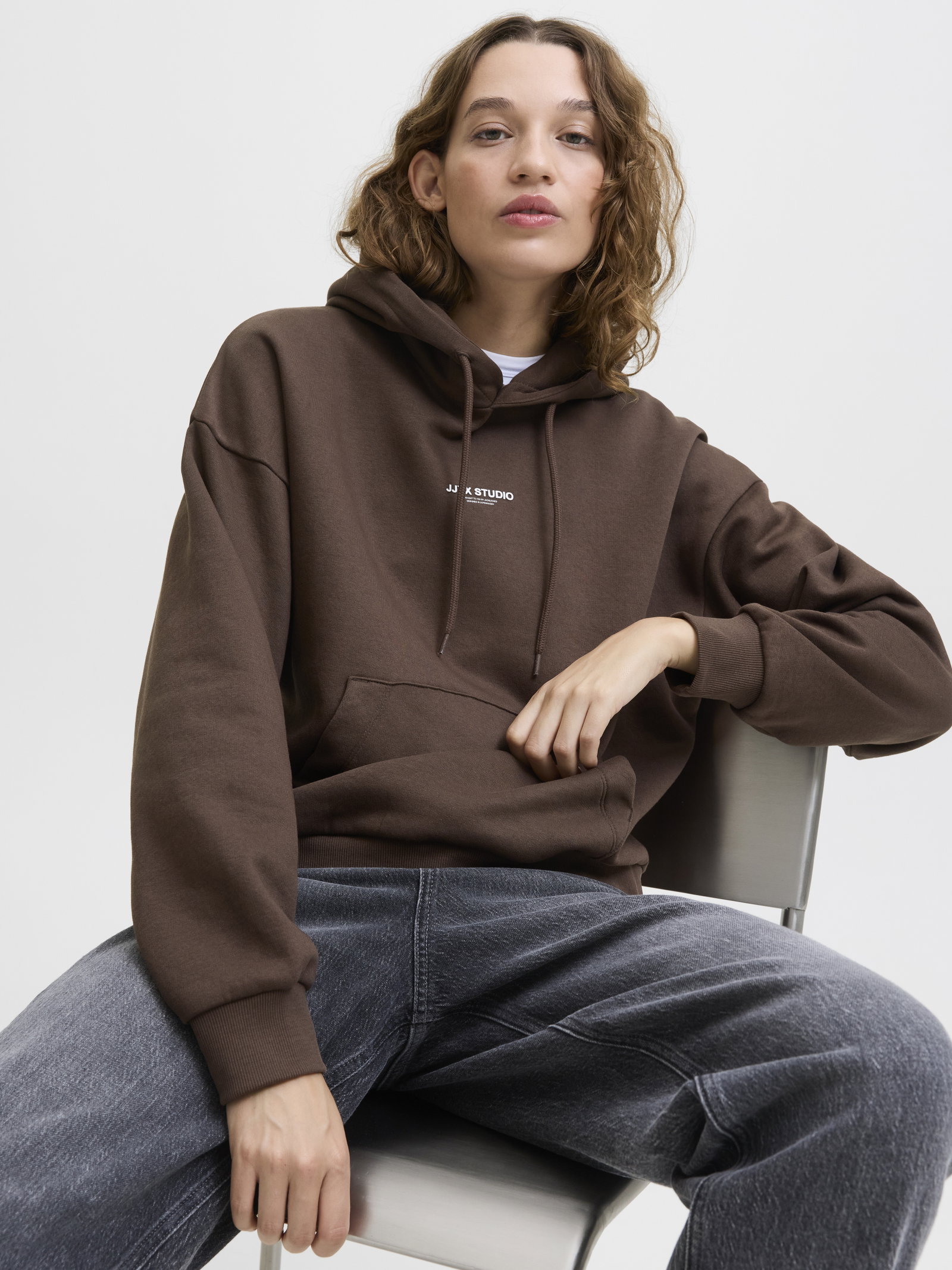 JXSTUDIO VESTERBRO LS RLX HOOD SWT, Bracken/BRIGHT WHITE JJXX STUDIO #8
