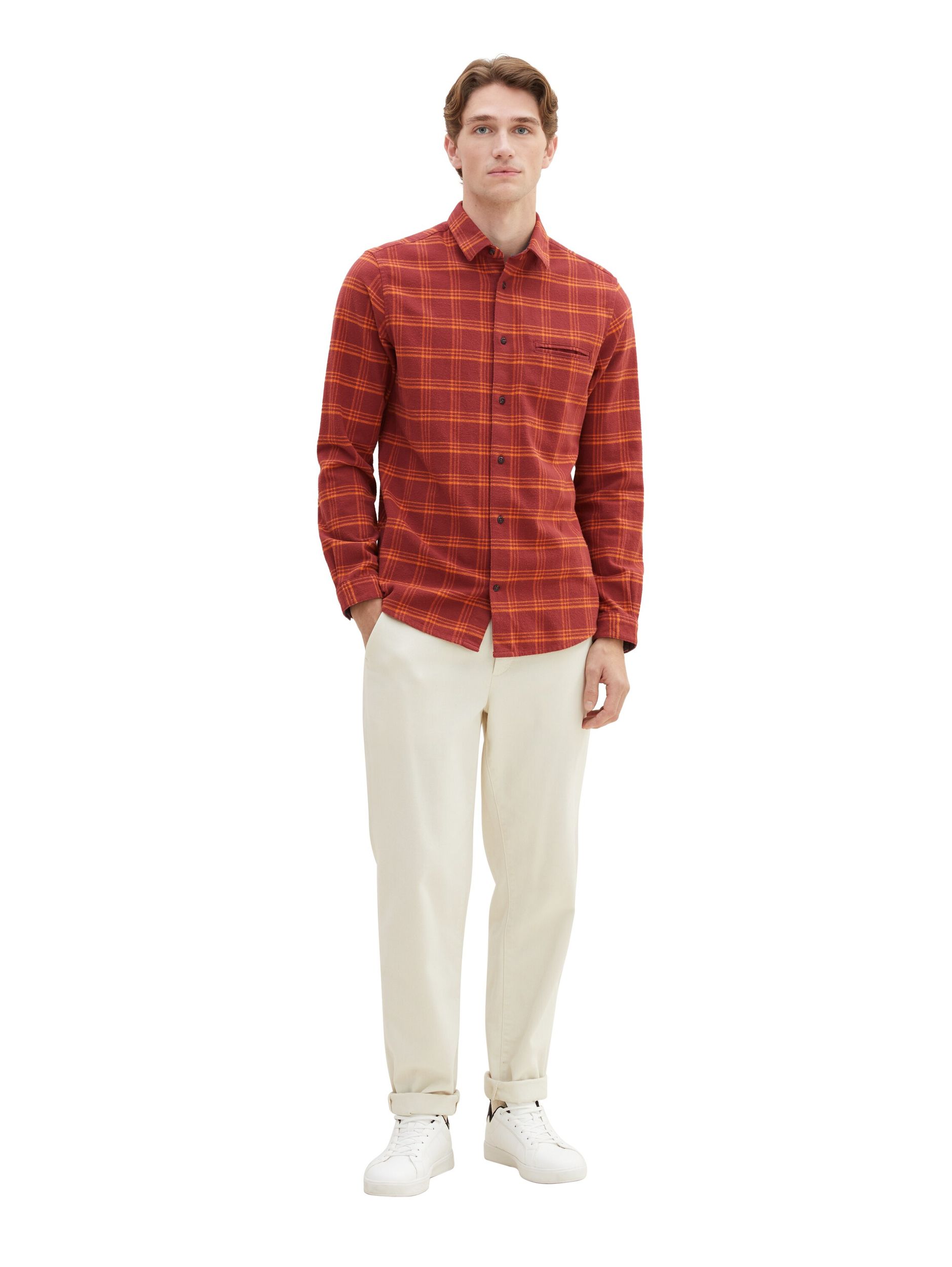 Tom Tailor |  Hemd mit Karomuster | XL | red orange check