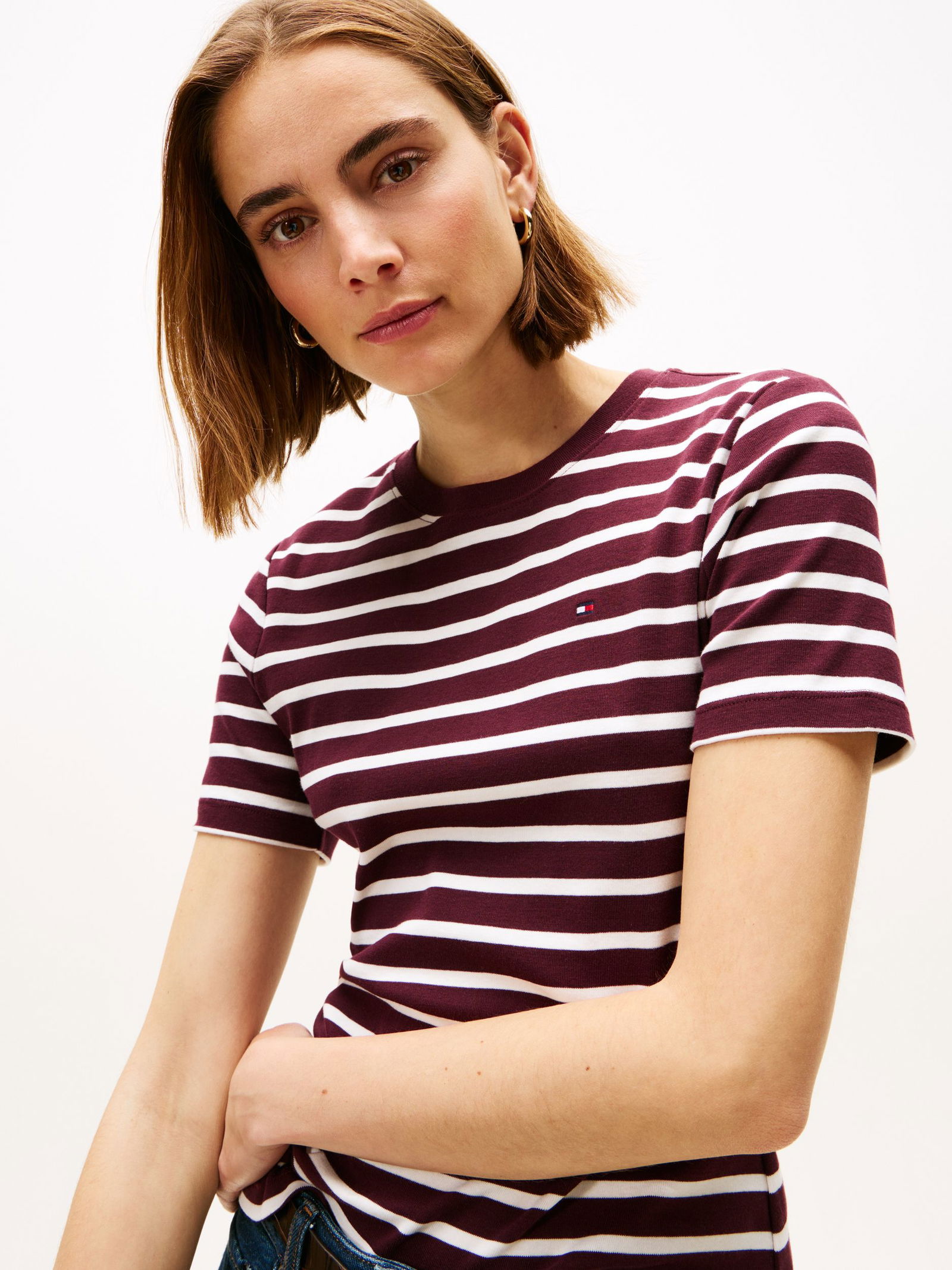 Tommy Hilfiger |  Tommy Hilfiger Slim Cody T-Shirt | M | brilliant berry / stripe