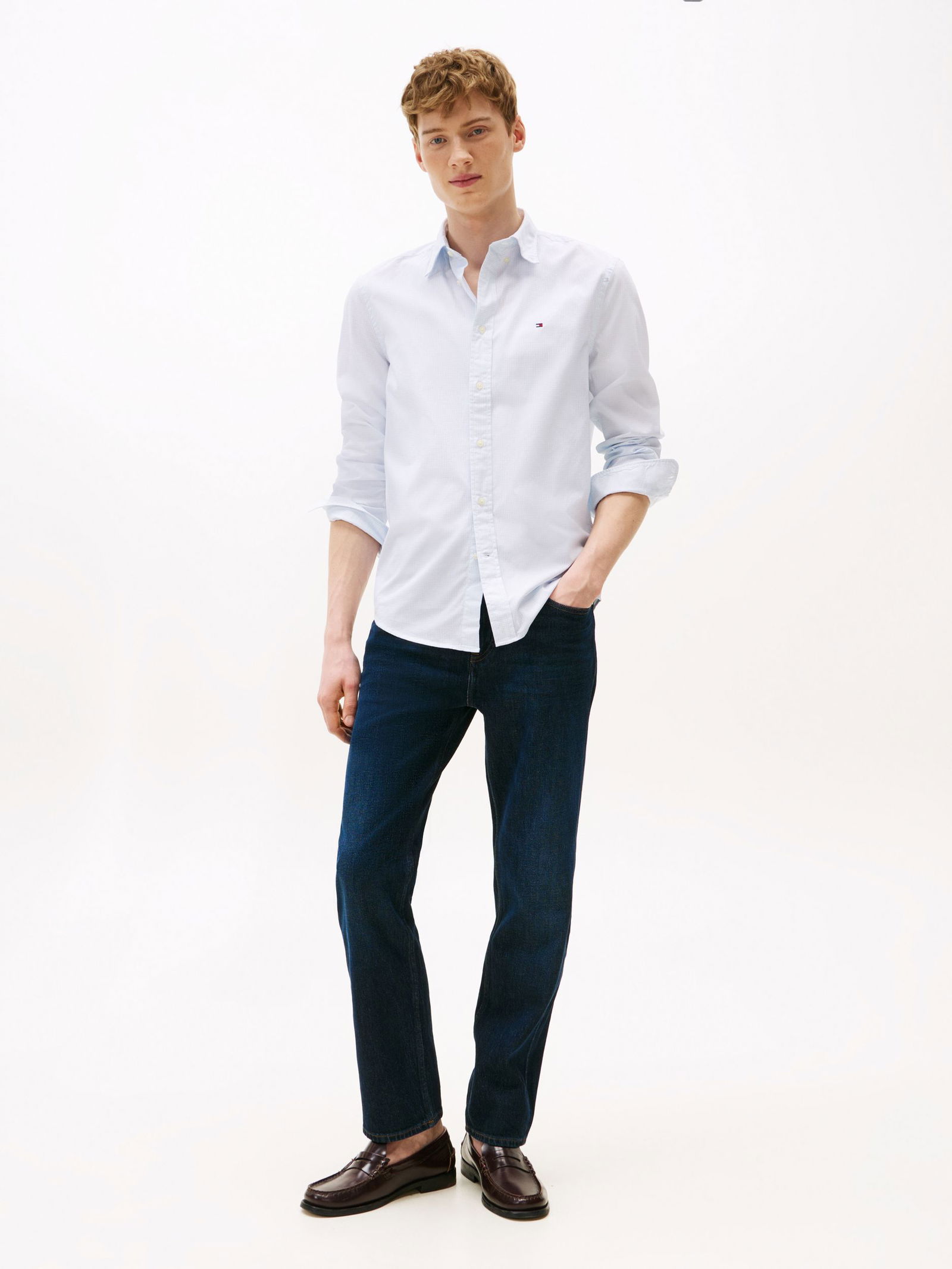 Tommy Hilfiger |  Tommy Hilfiger Hemd Regular Fit  | M | optic white / carbon navy