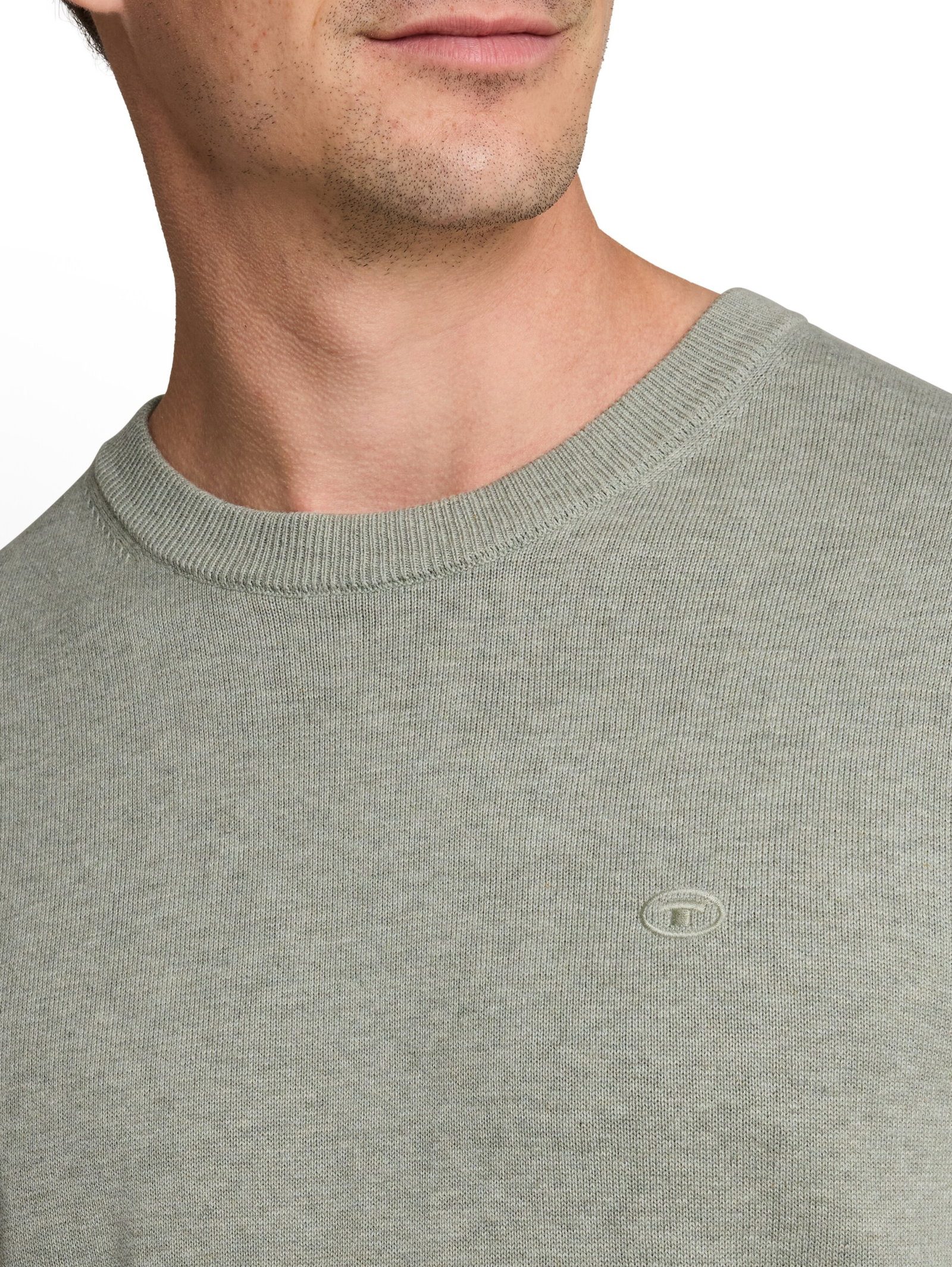 basic crewneck knit, iron mint melange #6