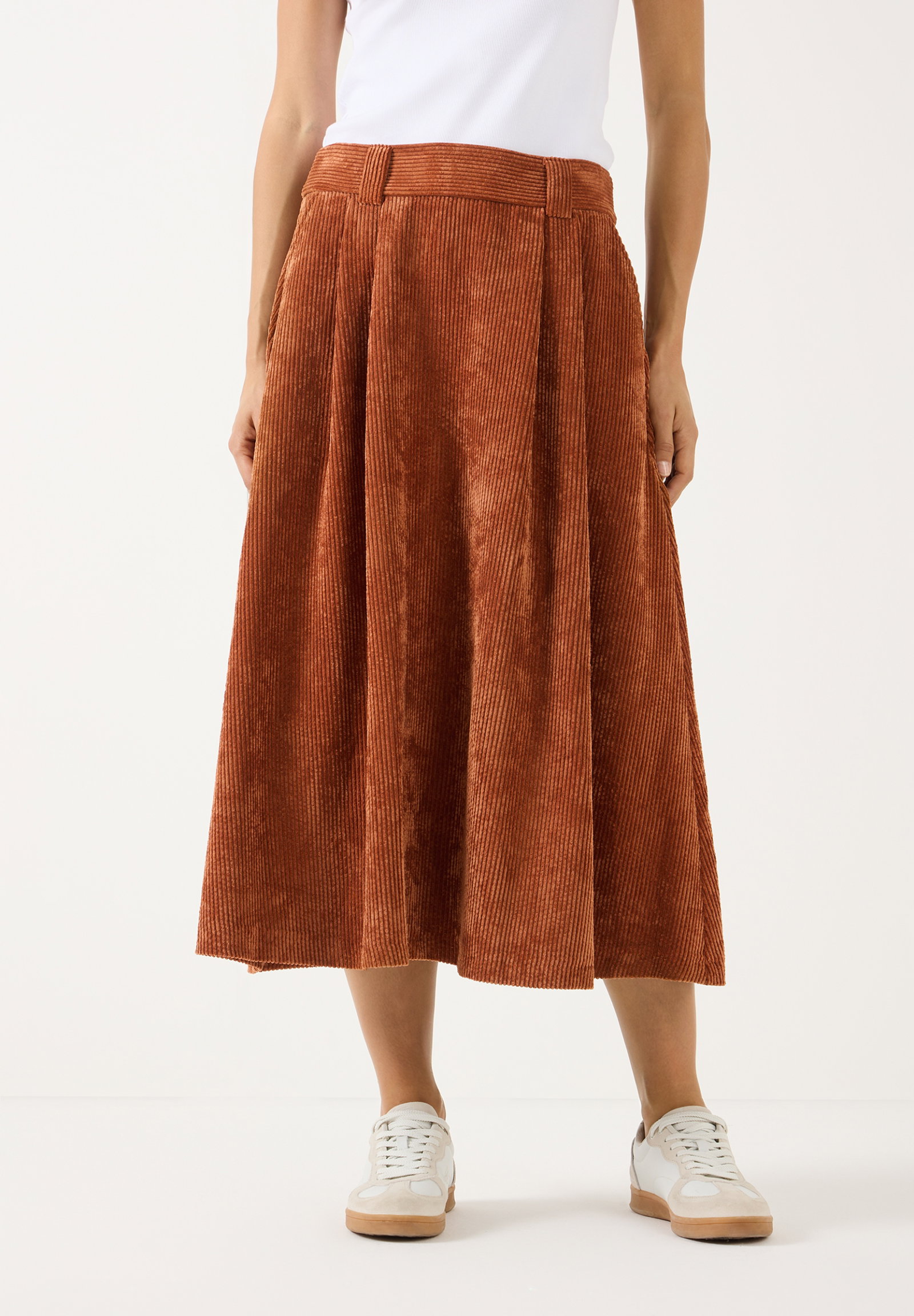 Soft Corduroy Midi Skirt, cinnamon #3