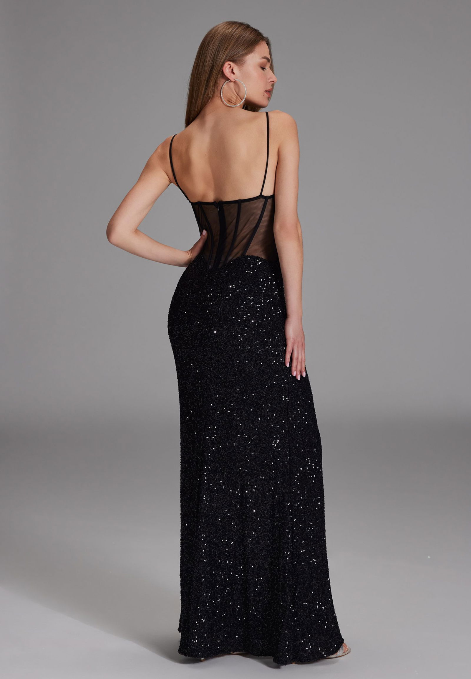 Hey Kyla |  Hey Kyla Slipdress mit transparenter Rückenpartie | 40 | black