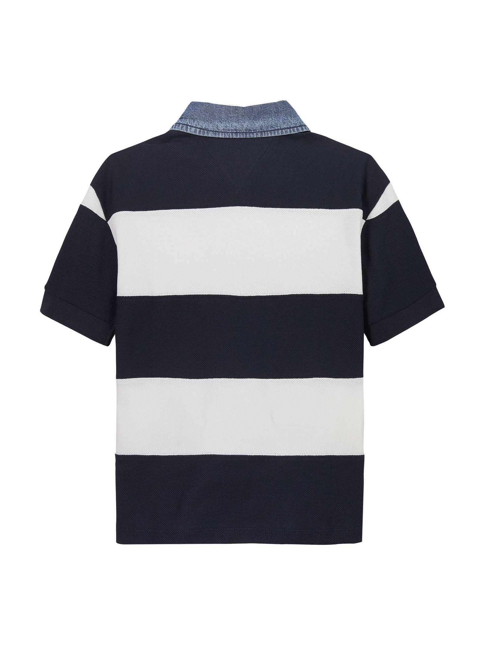Tommy Hilfiger |  CHAMBRAY COLLAR STRIPE POLO SS | 152 | dark night navy