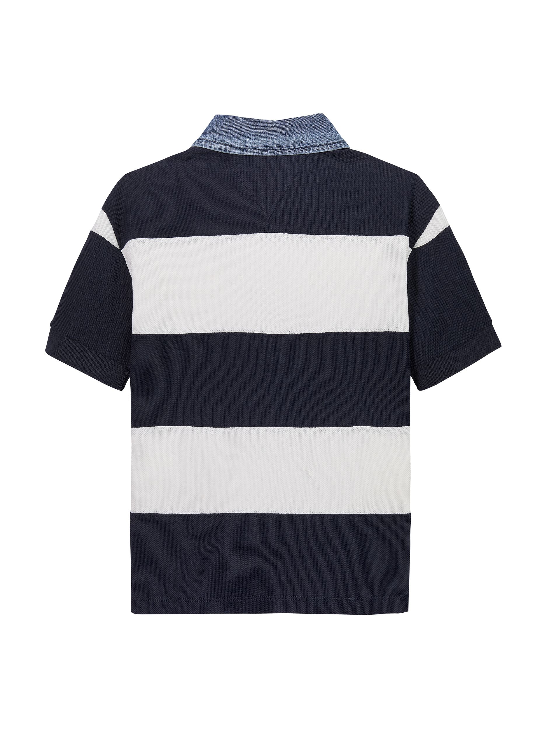 Tommy Hilfiger |  CHAMBRAY COLLAR STRIPE POLO SS | 152 | dark night navy