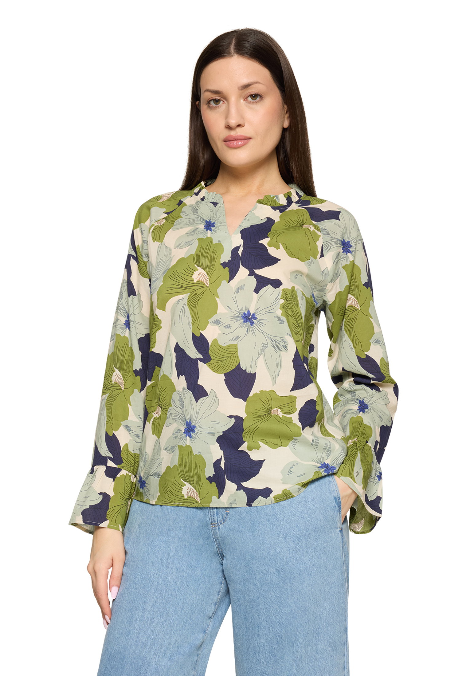 Bluse Kurz 1/1 Arm, White/Mint #3