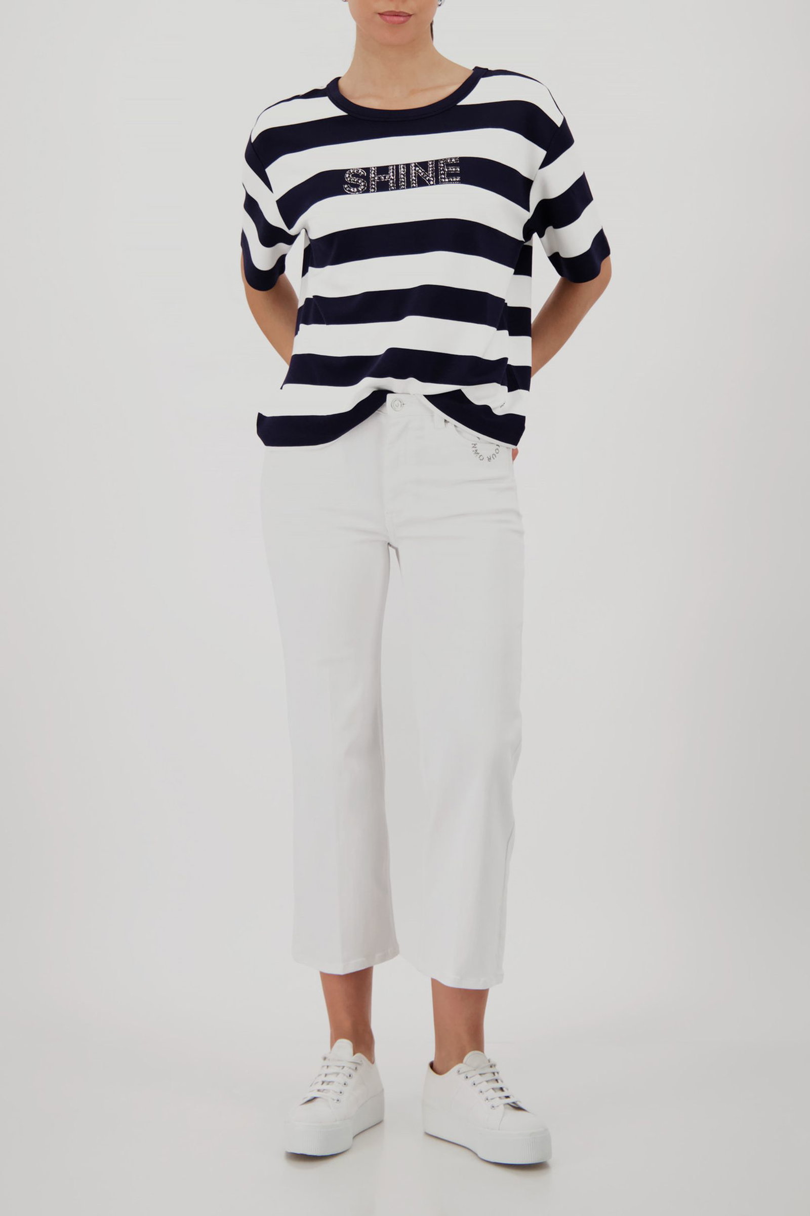 Monari |  Sweatshirt, marine ringel | 36