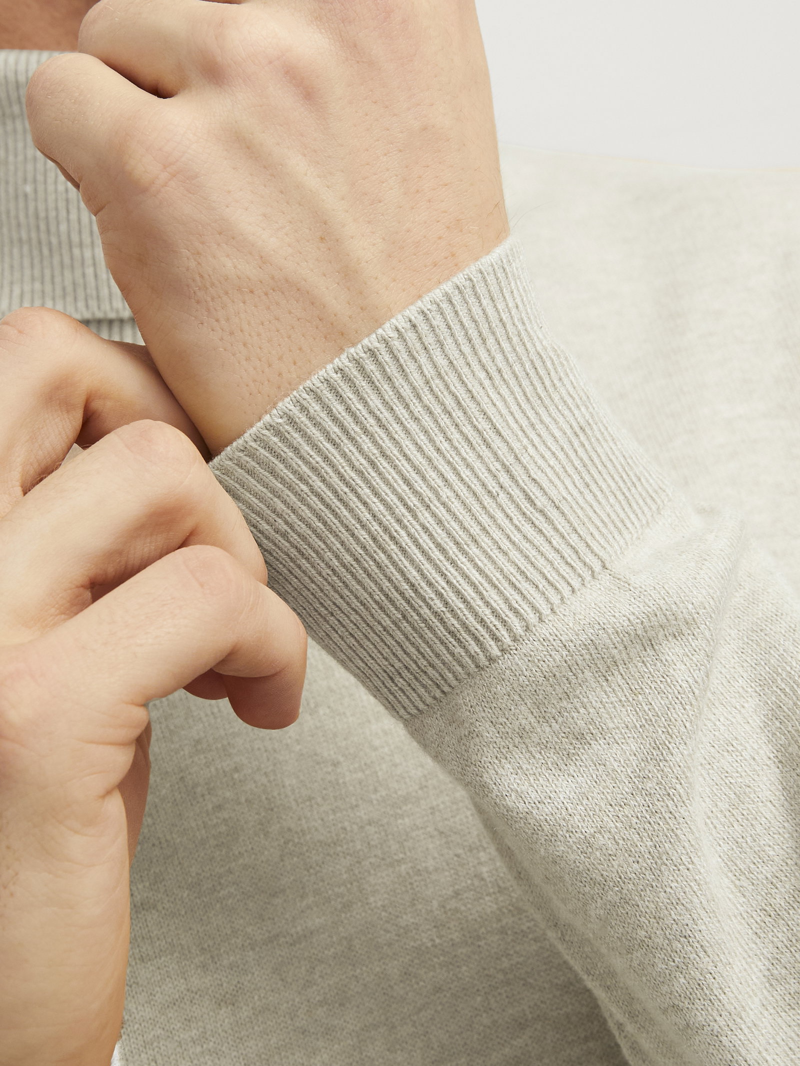 JJEEMIL KNIT ROLL NECK NOOS, Oatmeal/Melange #5