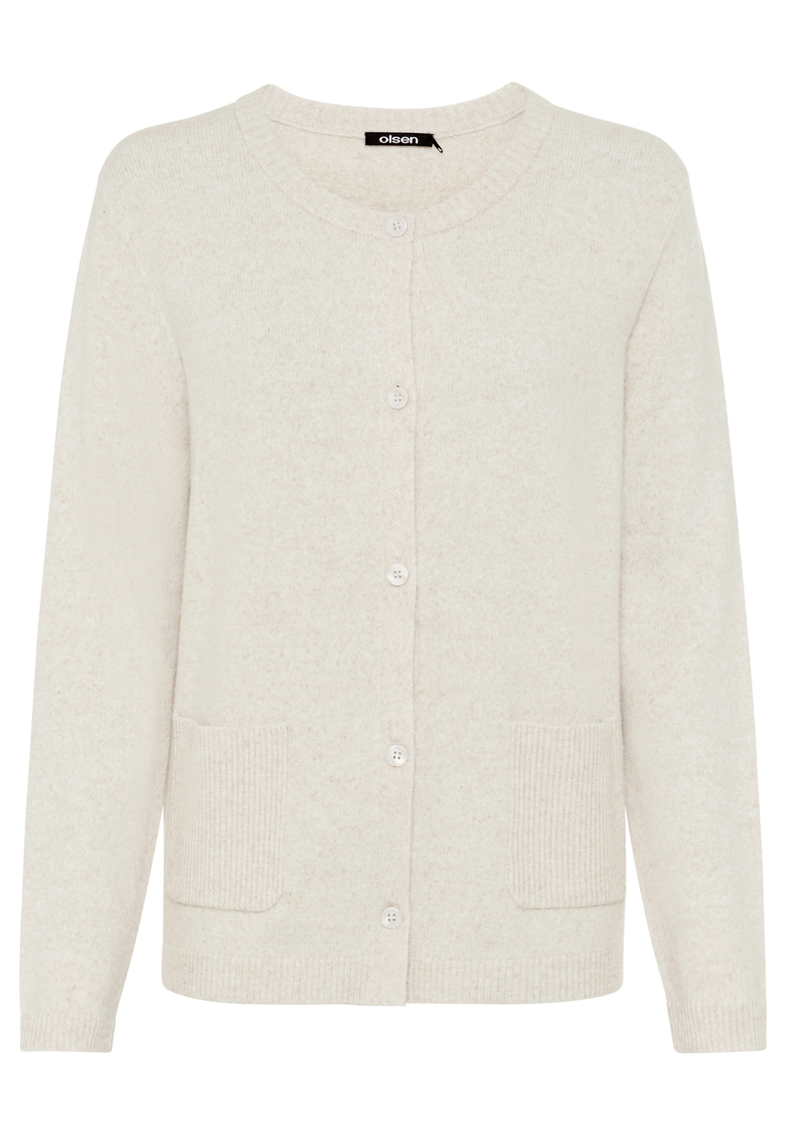Cardigan Long Sleeves, Almond Beige Mel. #1