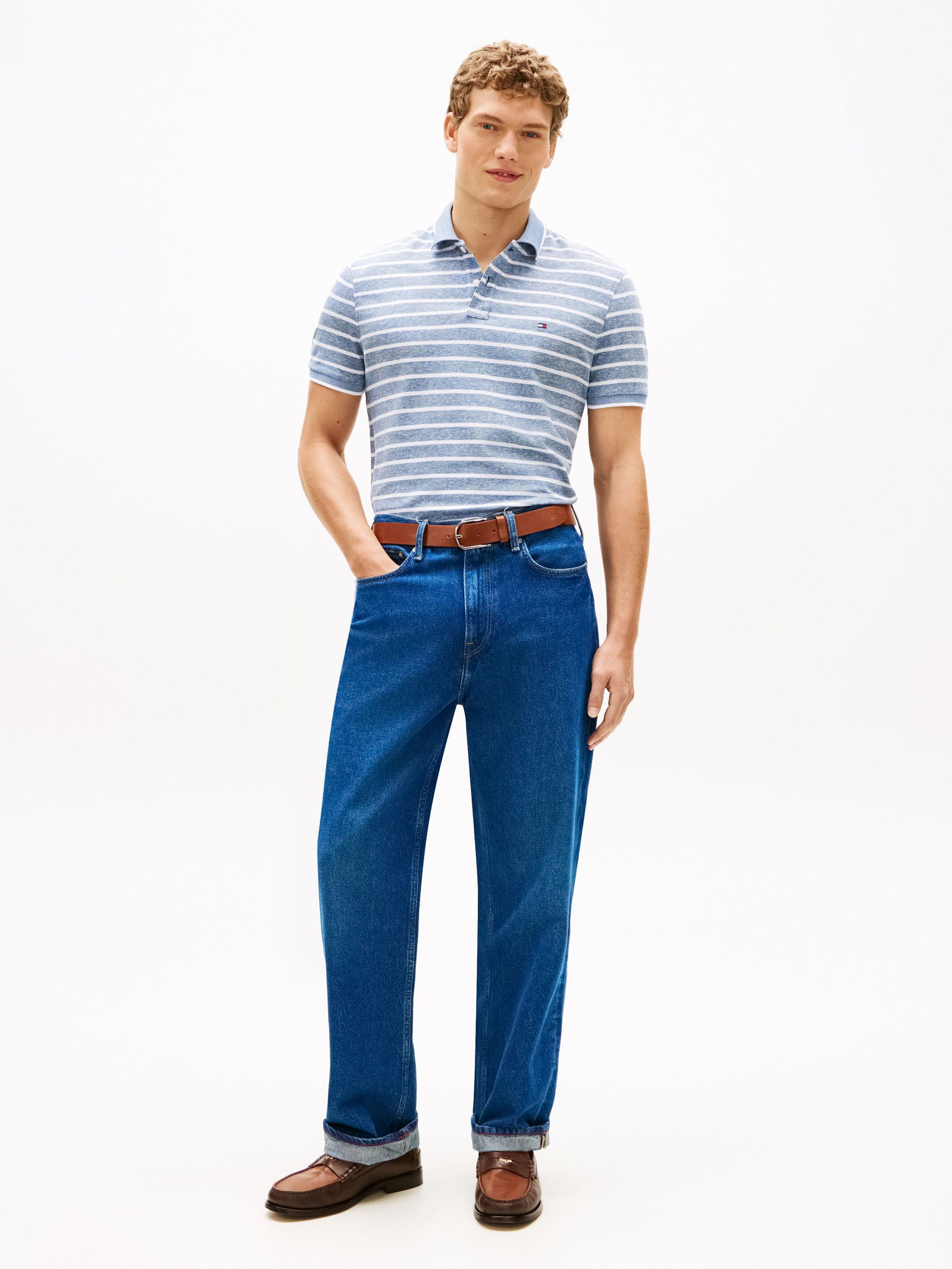 Tommy Hilfiger |  Tommy Hilfiger Poloshirt  | M | breton stp/ desert sky/ ecru