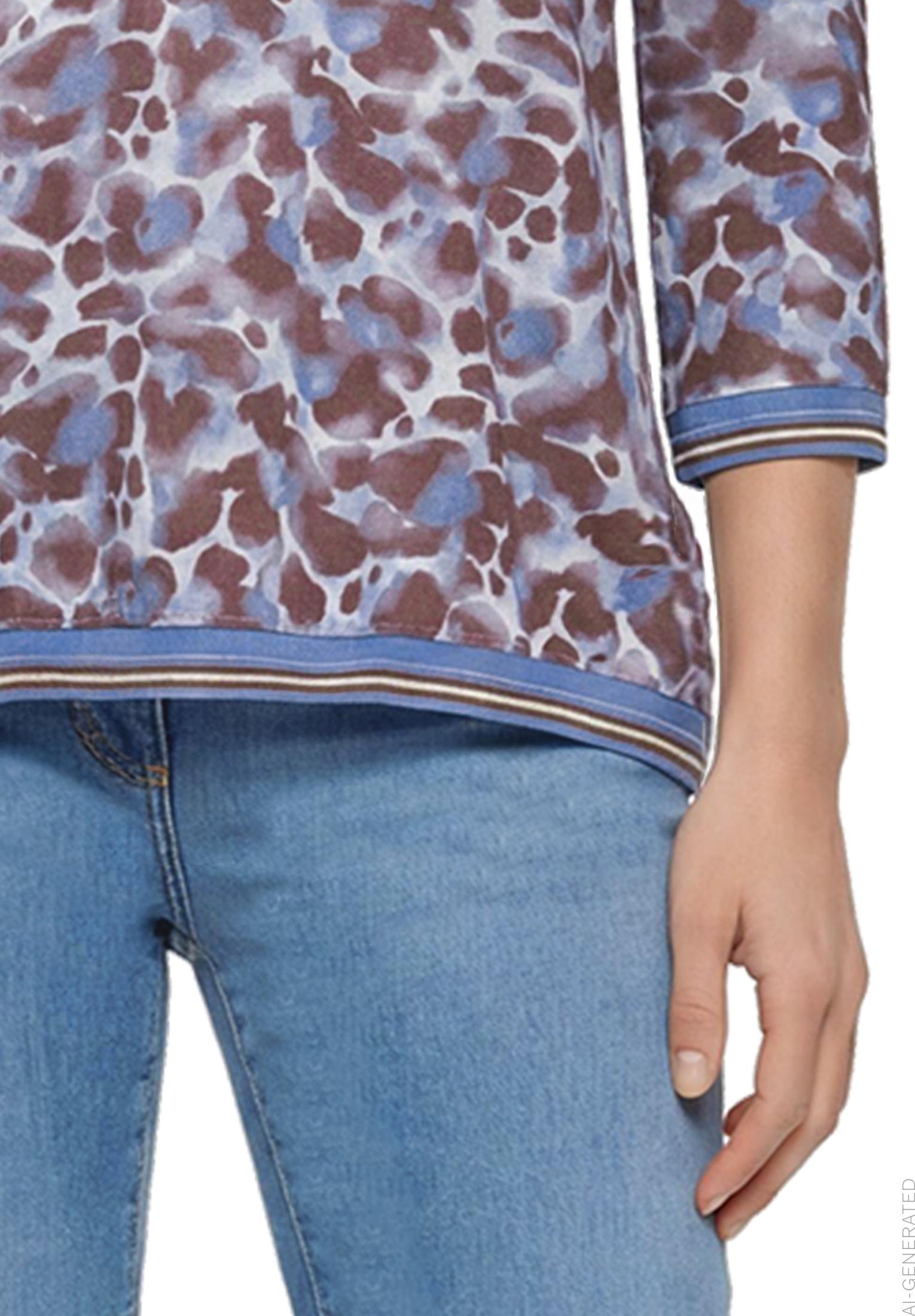 Shirt Kurz 3/4 Arm, Blue/Brown #7