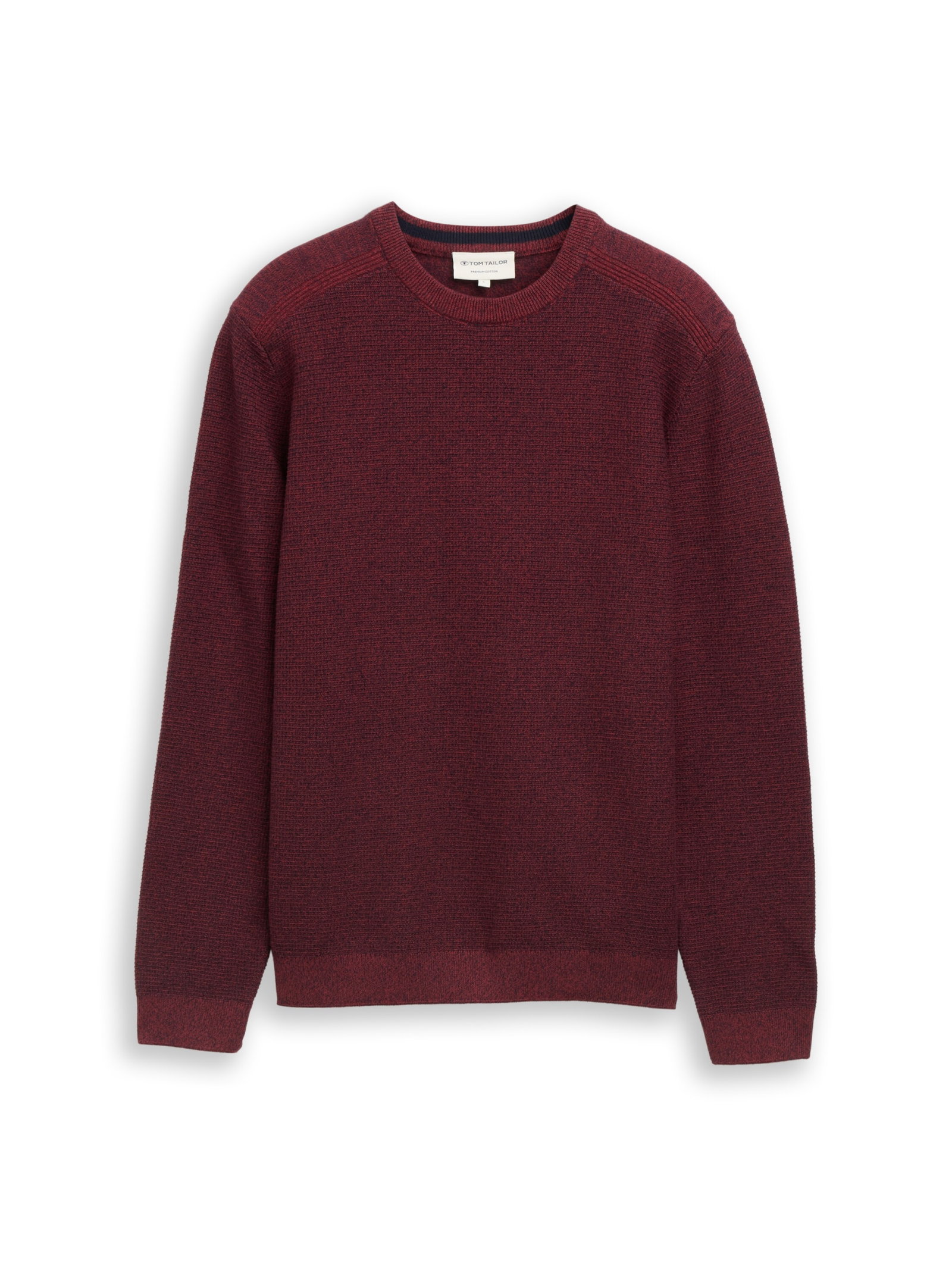 mouline structured crew neck k, red navy mouline #1