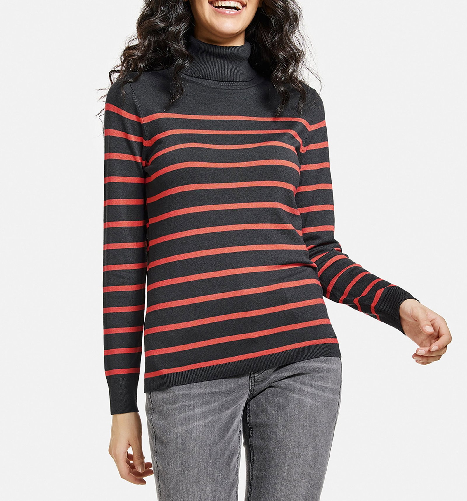Rollkragenpullover mit Ringel-Dessin