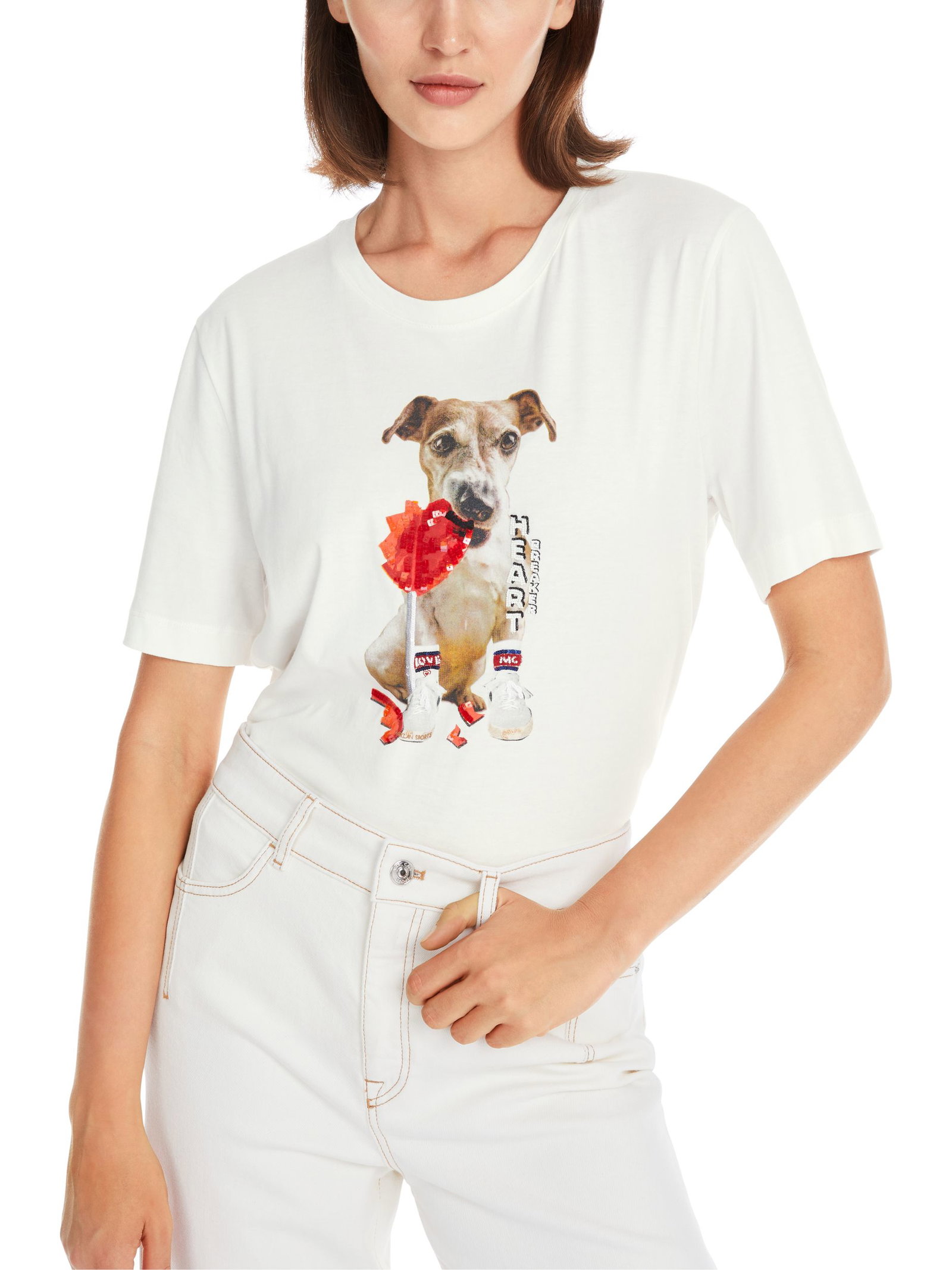 48ea6df2dd3d3c944c6e1777adccfa90 Marc Cain Sports | T-Shirt aus reiner Baumwolle | 38 | off-white
