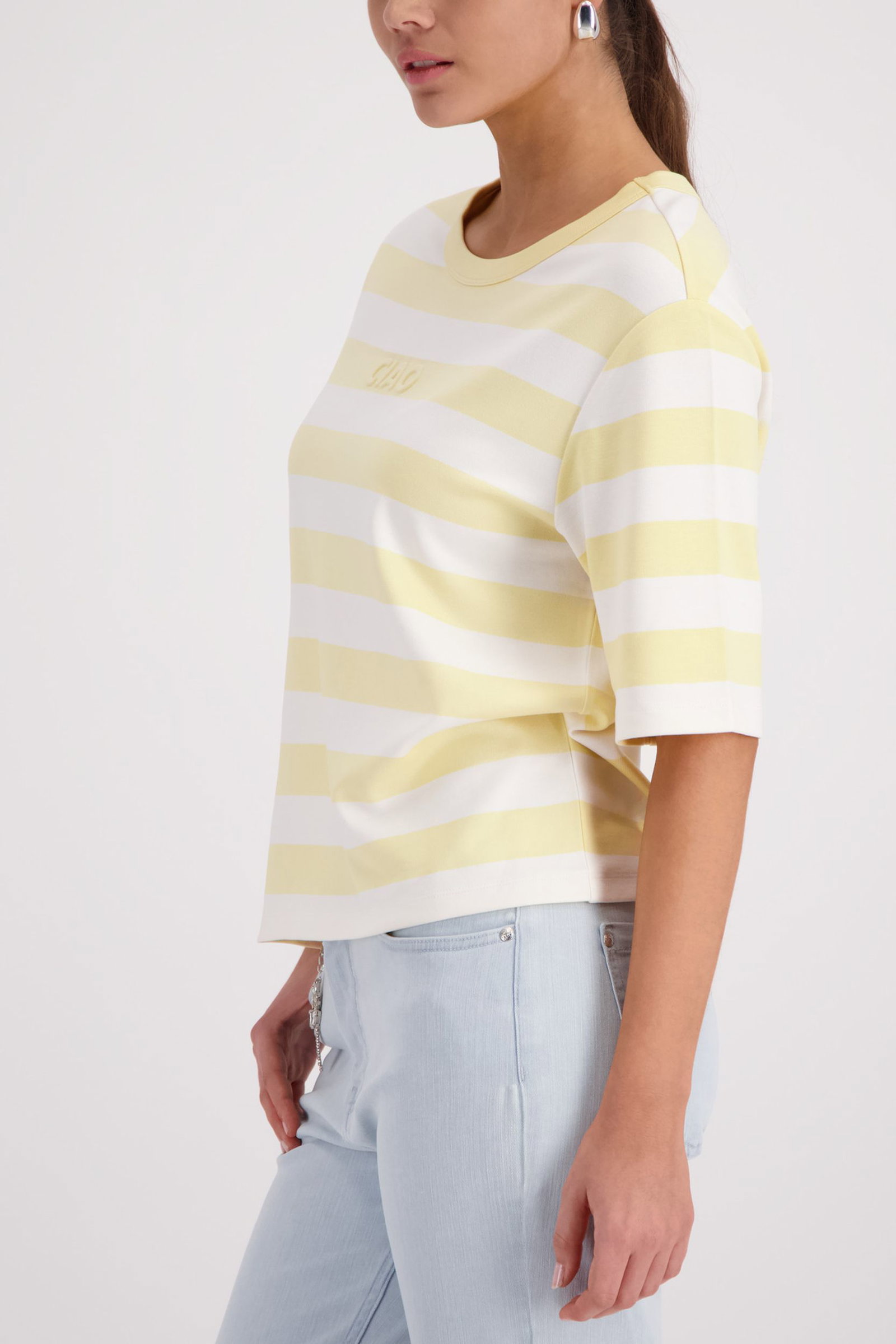 Monari |  Sweatshirt, light sky ringel | 40 | kitt