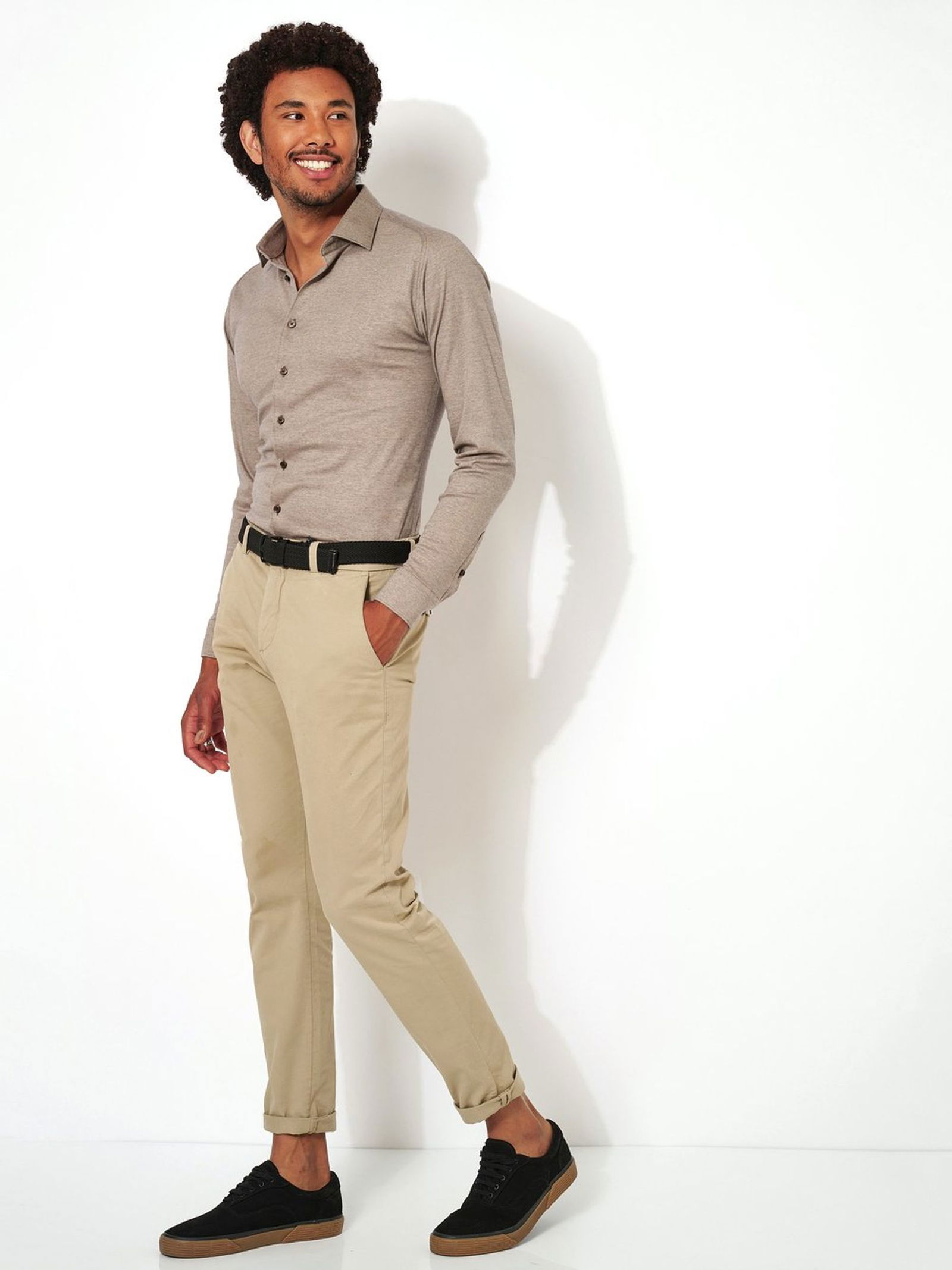 DESOTO |  DESOTO Hemd Slim Fit  | XL | light brown piqué