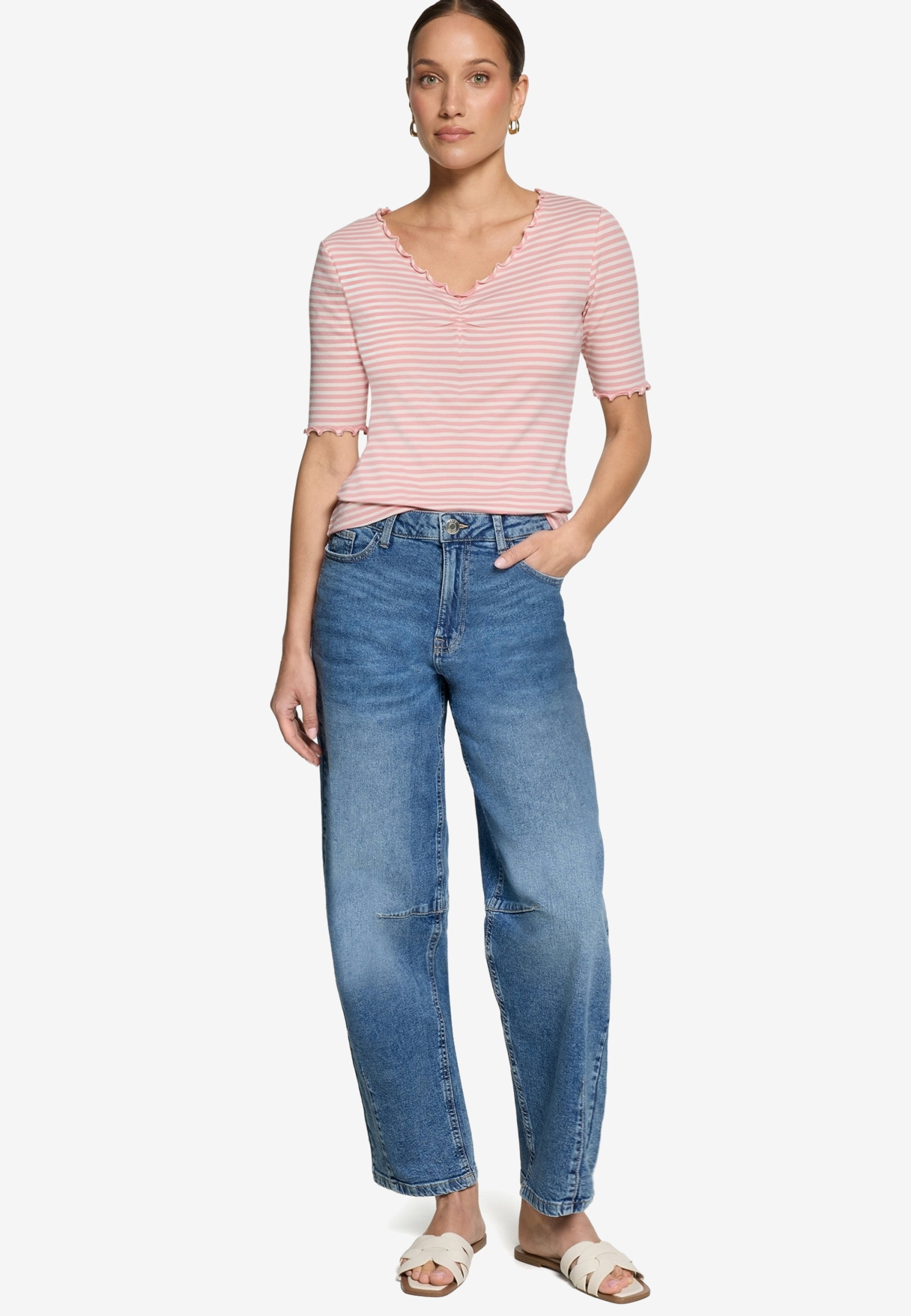 Shirt Kurz 1/2 Arm, Rosé/Cream #4