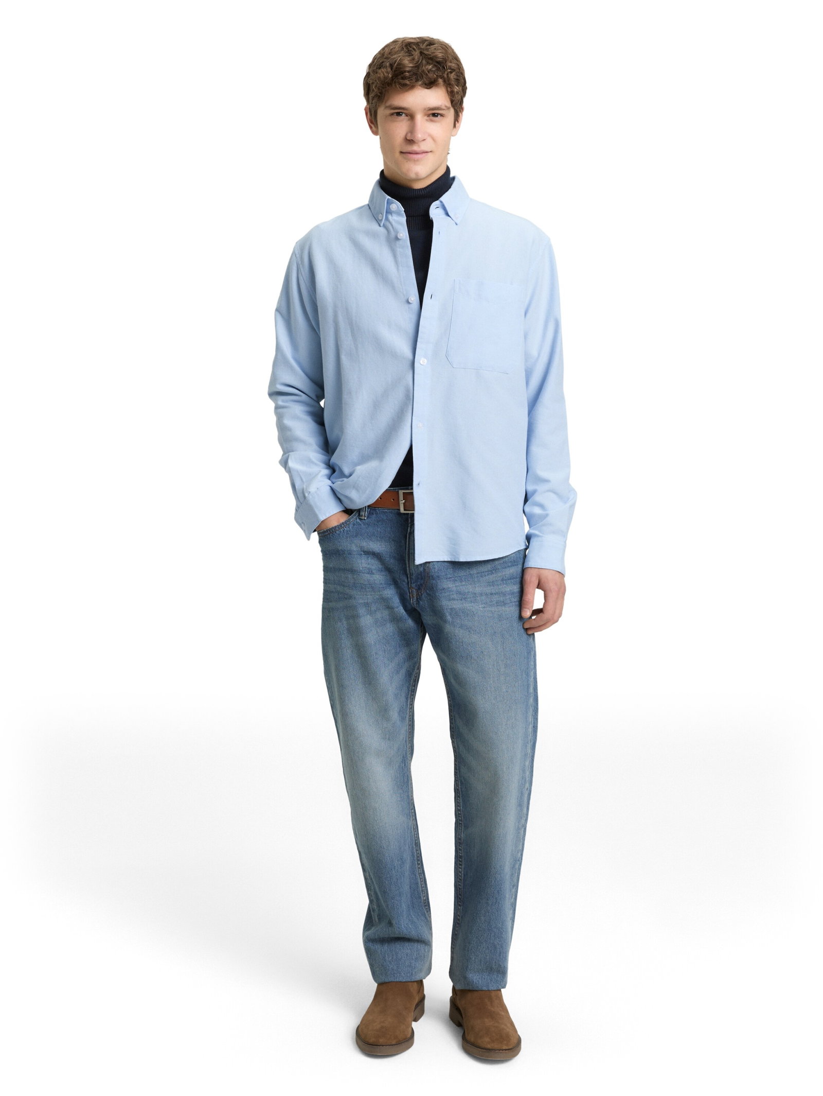 relaxed striped shirt, light blue small stripe #9