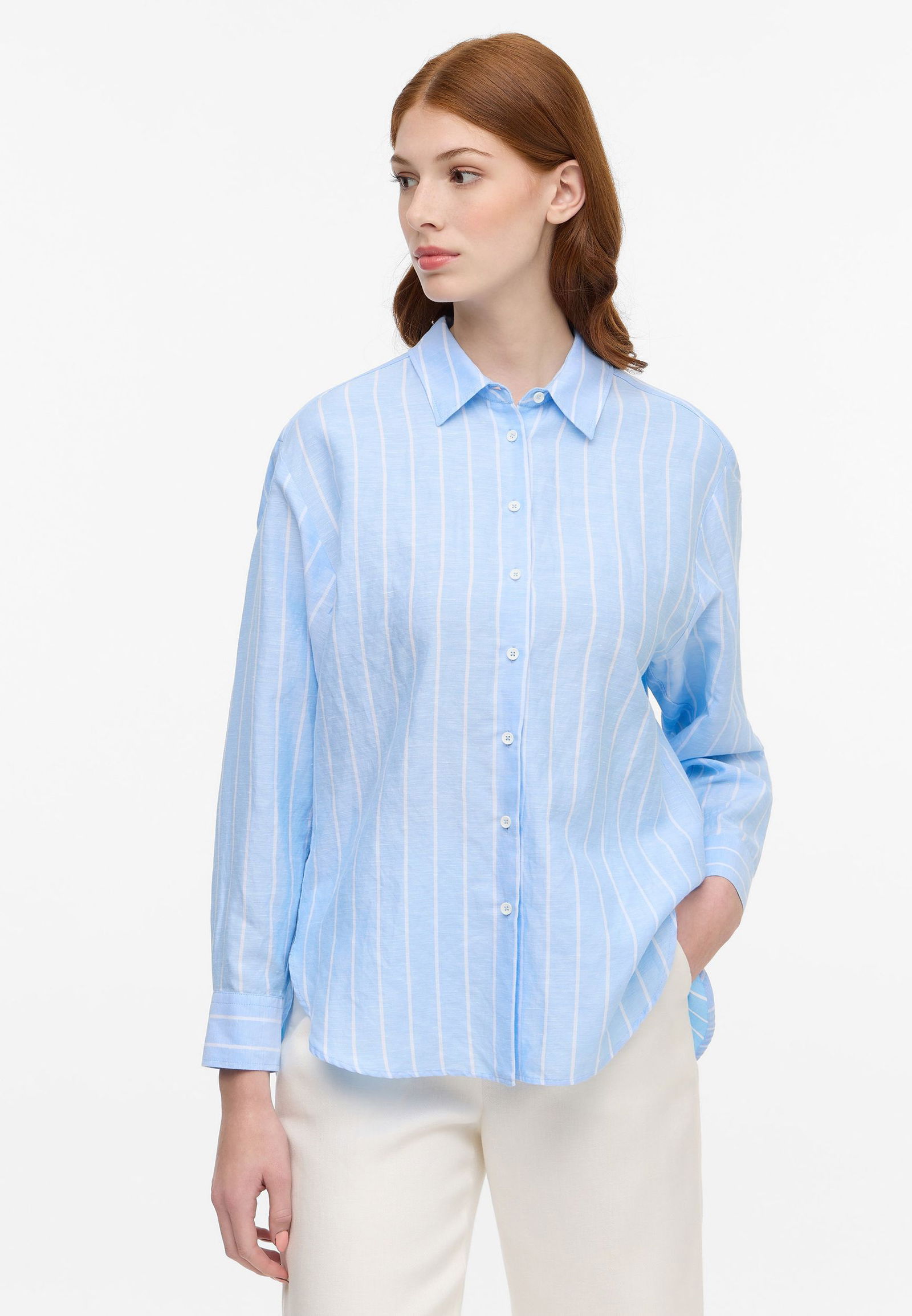 b246d099f37a115fcb11bdfe100be5f2 Eterna |  Eterna Bluse aus Leinen  | 38 | hellblau