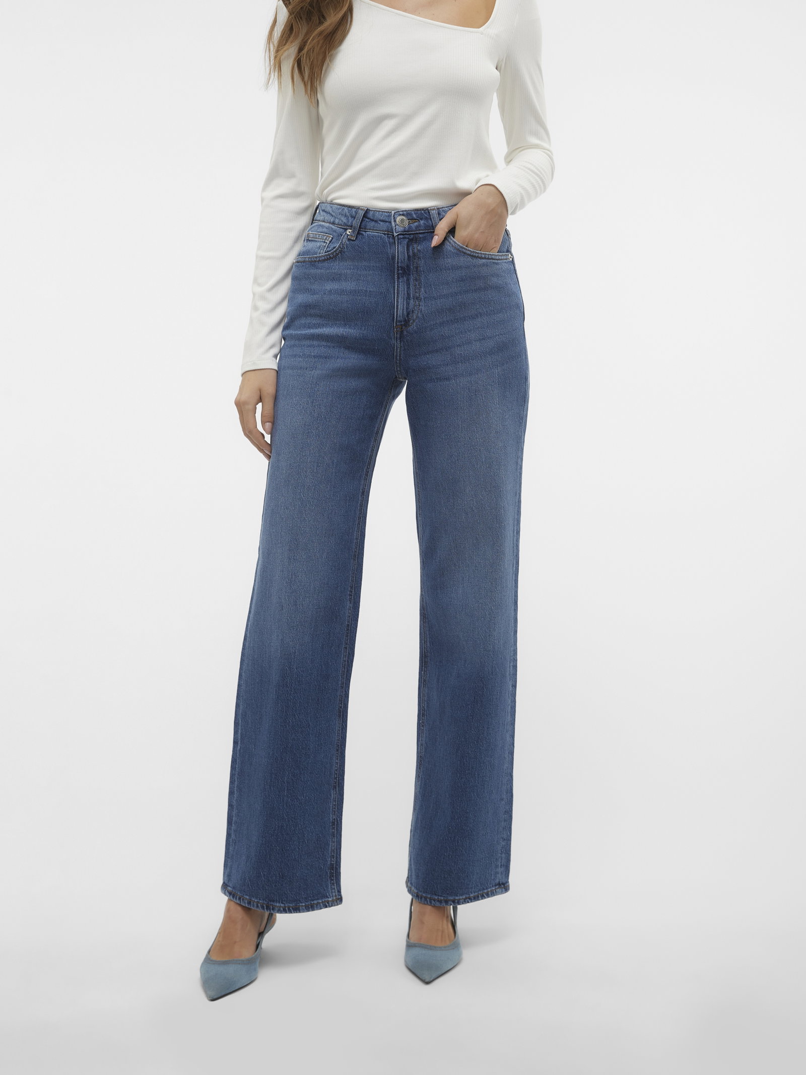 VMTESSA HR WIDE JEANS RA380 GA NOOS, Medium Blue Denim #1