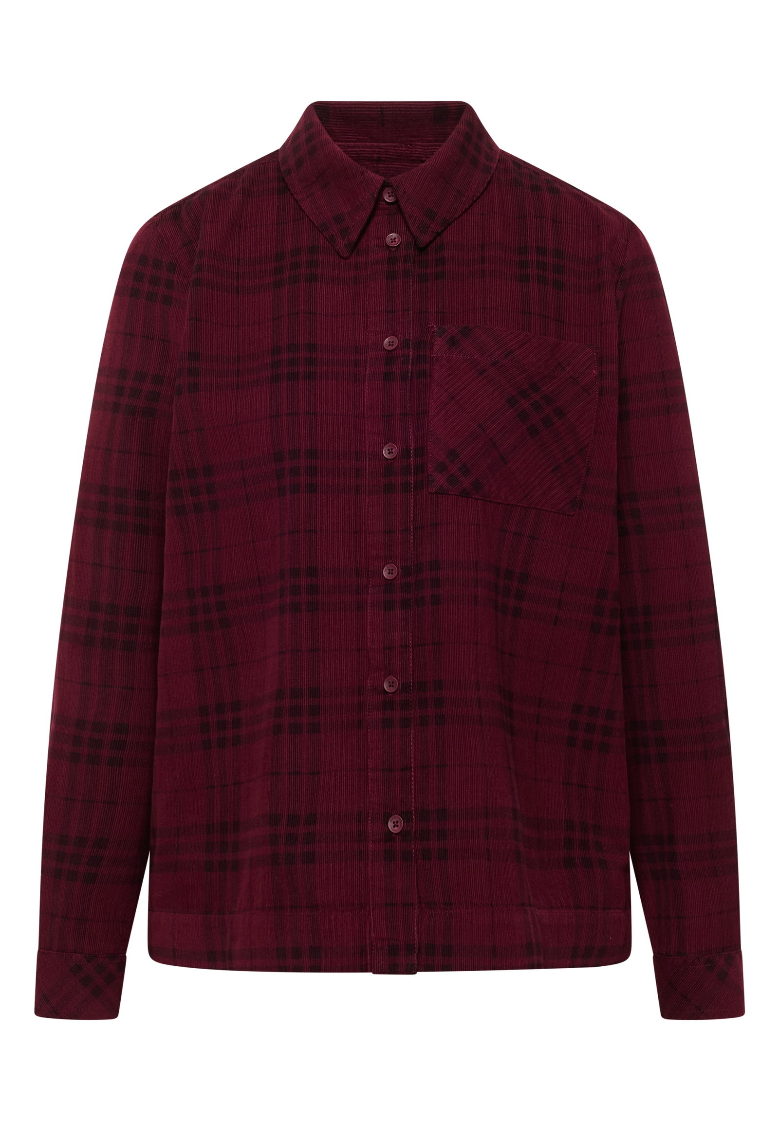 TOS Check Corduroy Blouse, berry red #1