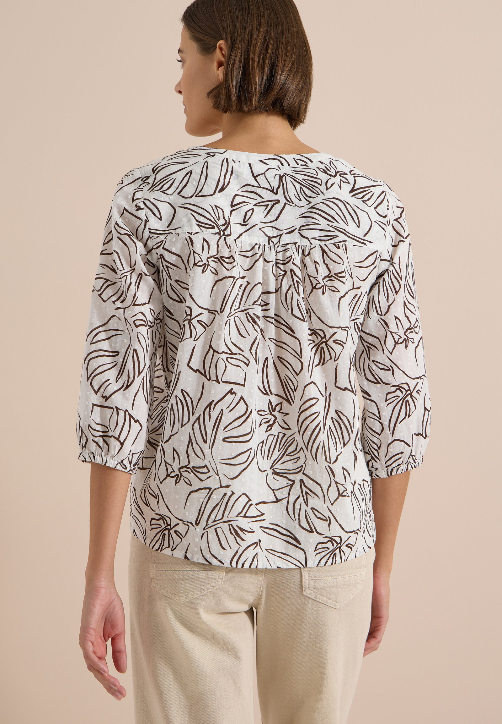 TOS Print Tunic Blouse, light alabaster white #4
