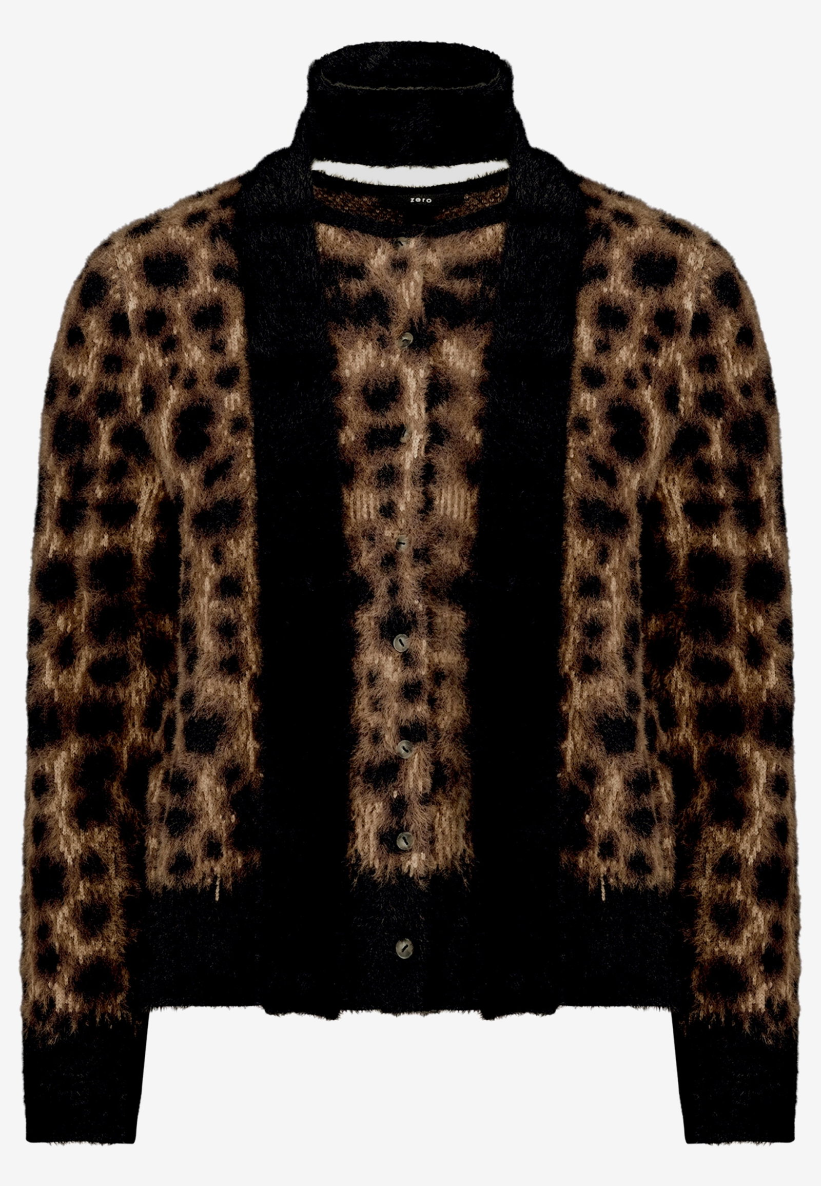 Strickjacke Kurz 1/2 Arm, Patch Black/Brown #1