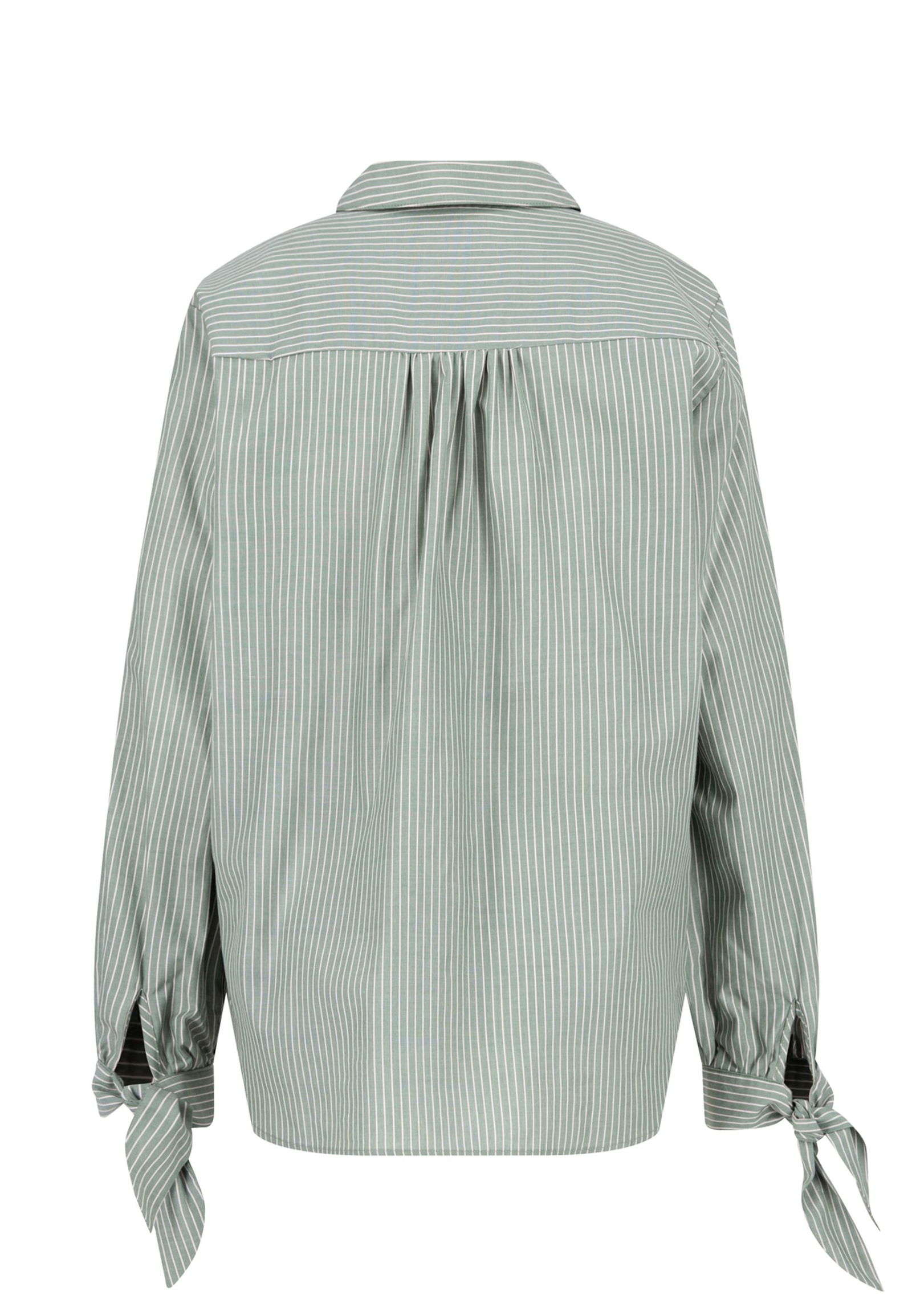 |  BLOUSE KNOT LS STRIPE, MOSS GREEN | 38