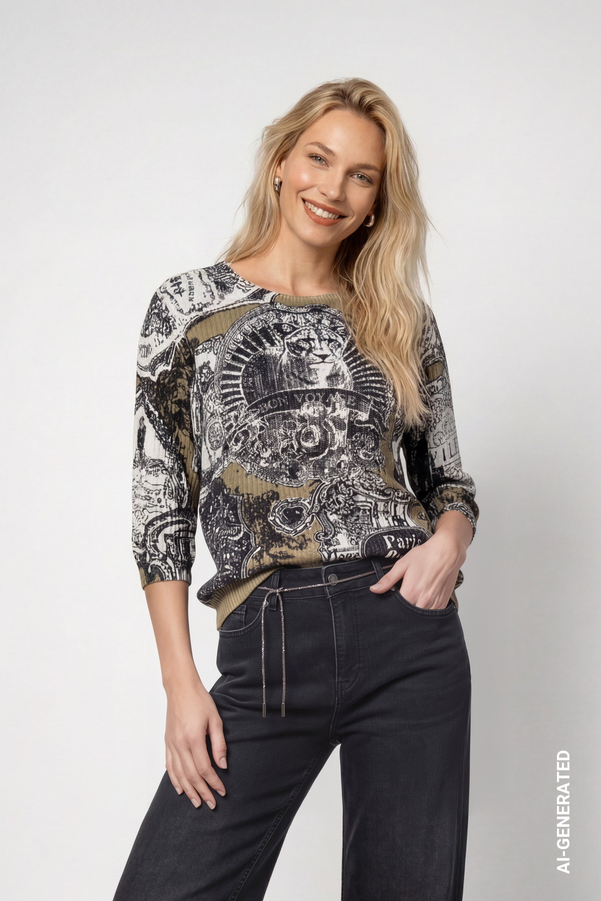 Pullover, schwarz gemustert #2