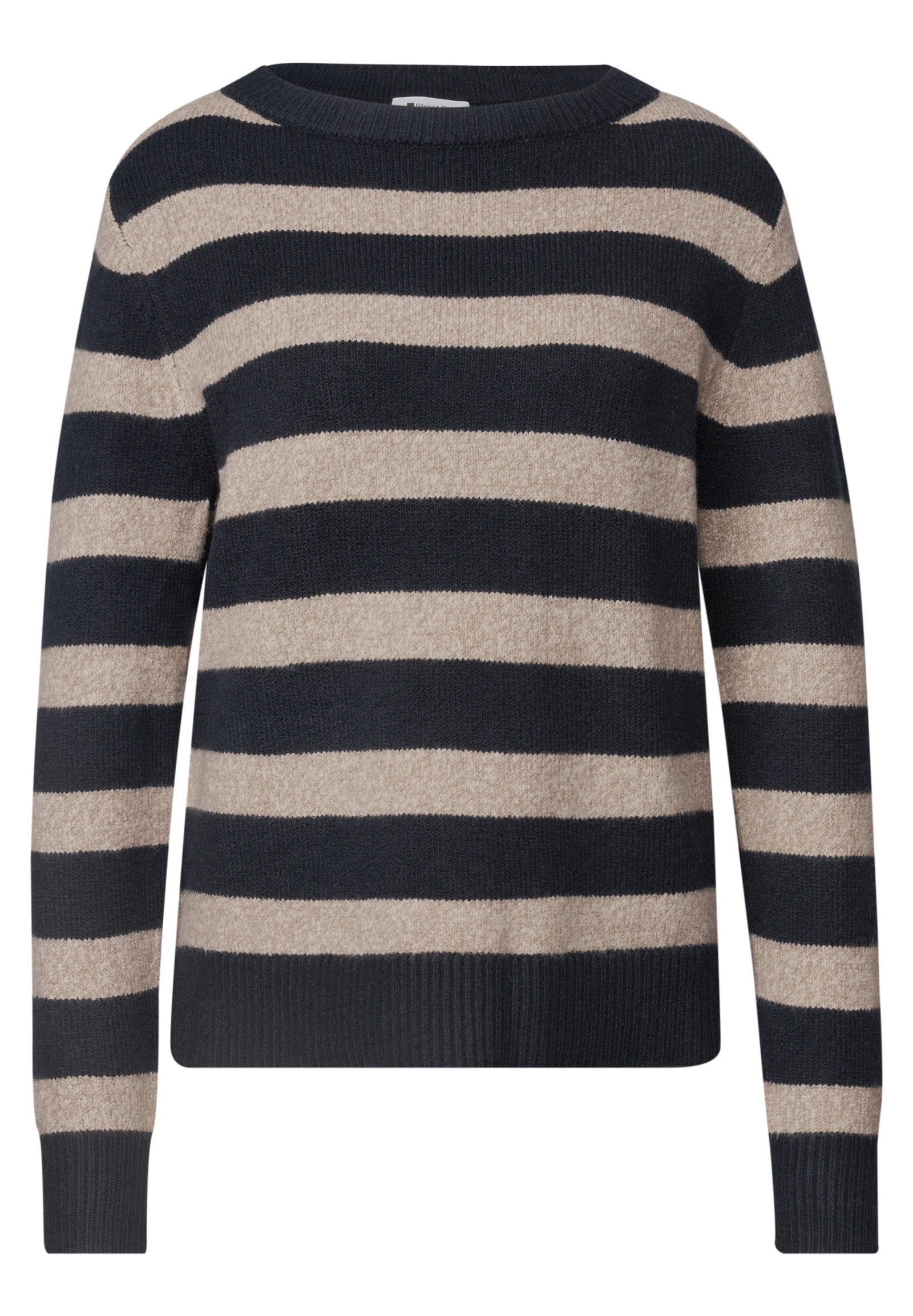 LTD QR_cosy striped sweater u-, indigo night #1