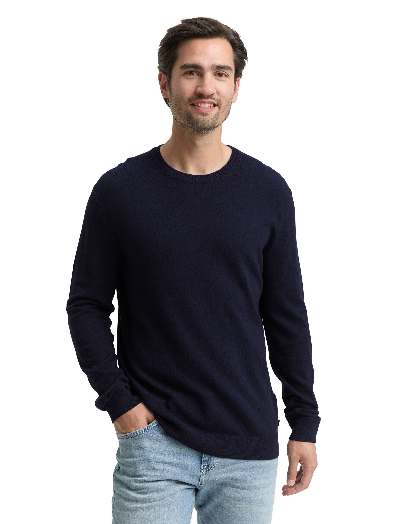 Tom Tailor | Strickpullover mit Kaschmir-Anteil | M | knitted navy melange