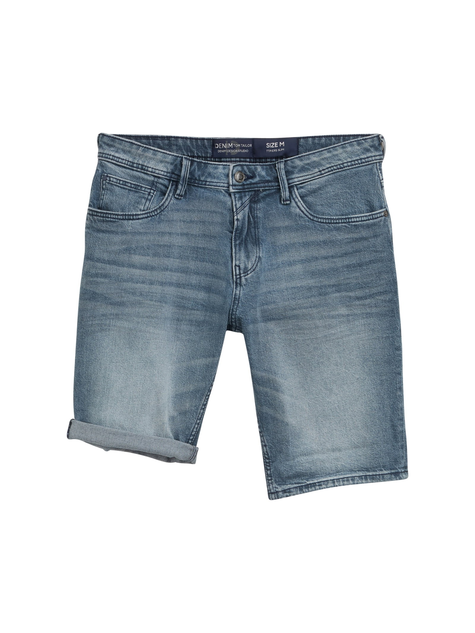 TTPIERS SLIM shorts, mid stone blue grey denim #1